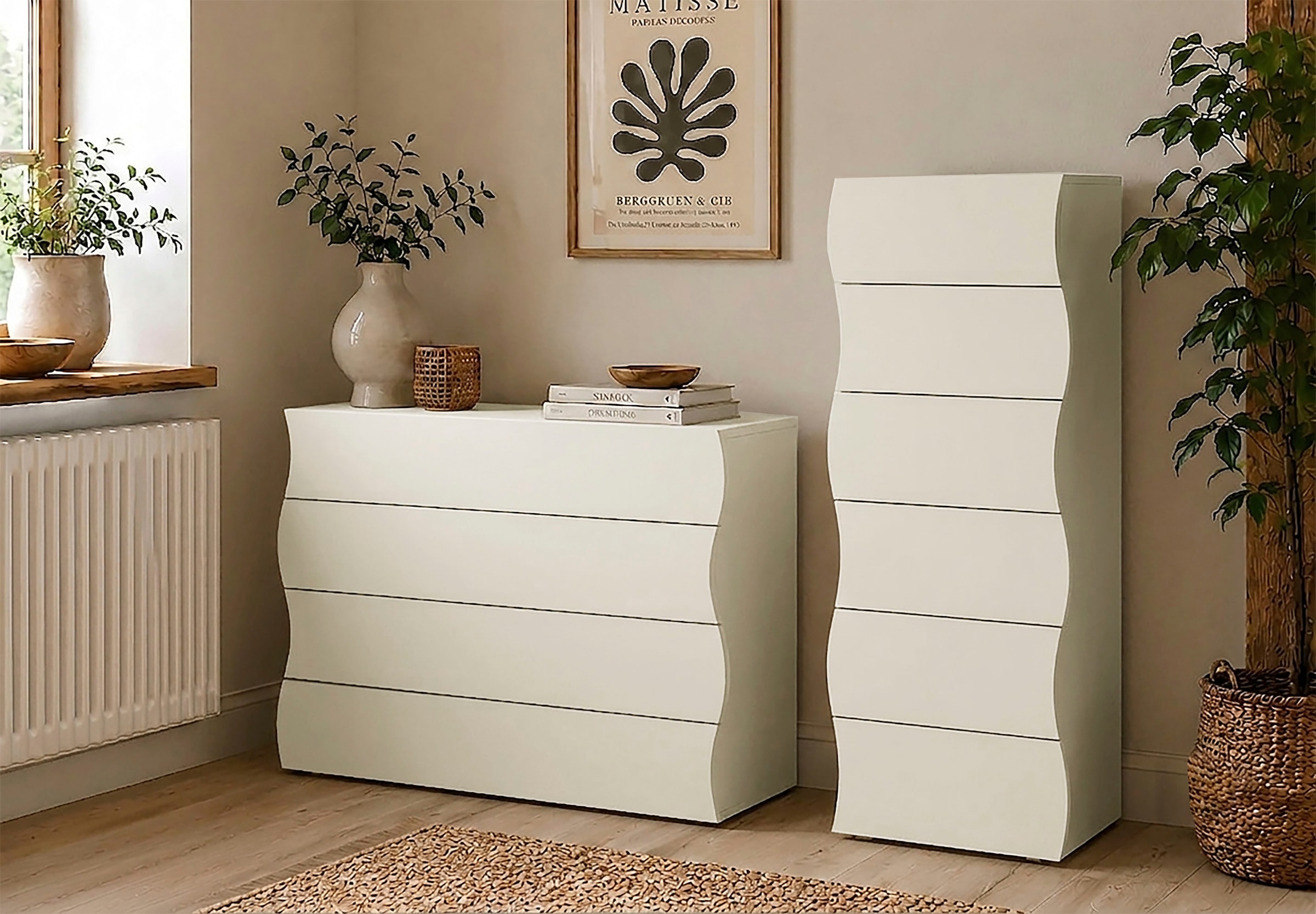 Home affaire Kommode Onda, 89cm breit, Kaschmir matt, mit 4 Schubladen, Made in Italy