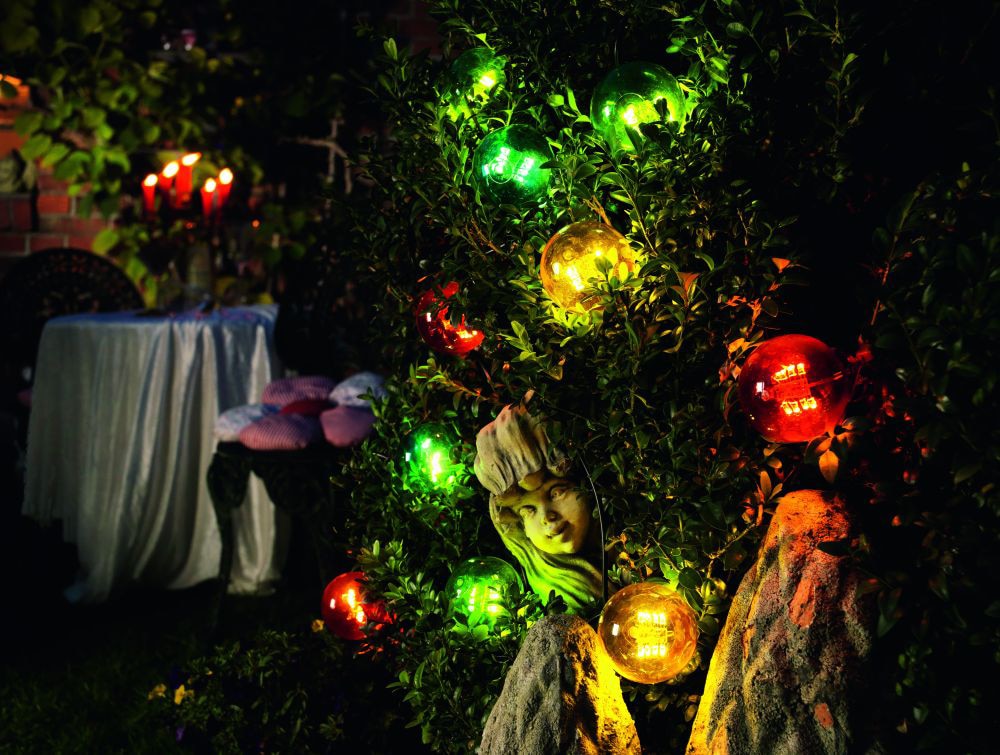 KONSTSMIDE LED-Lichterkette, bunt, 10 bunte Birnen / 80 warm weiße Dioden
