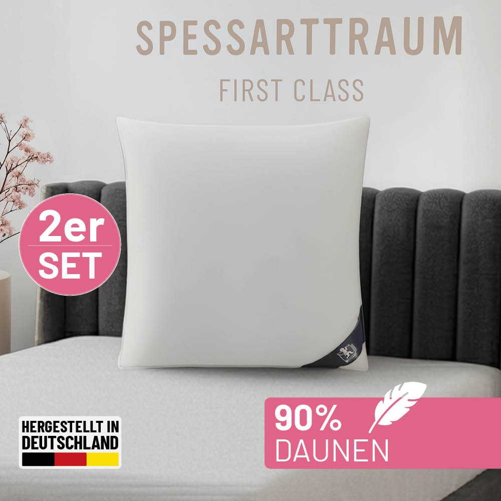 SPESSARTTRAUM Daunenkissen »FIRST CLASS, Kopfkissen 1-tlg. oder  2-tlg. 40x80 oder 80x80 cm« Füllung: 90% Daunen, 10%Federn Spar-Set, 2 Stk. tlg. hergestellt in Deutschland, allergikerfreundlich, im Set günstiger