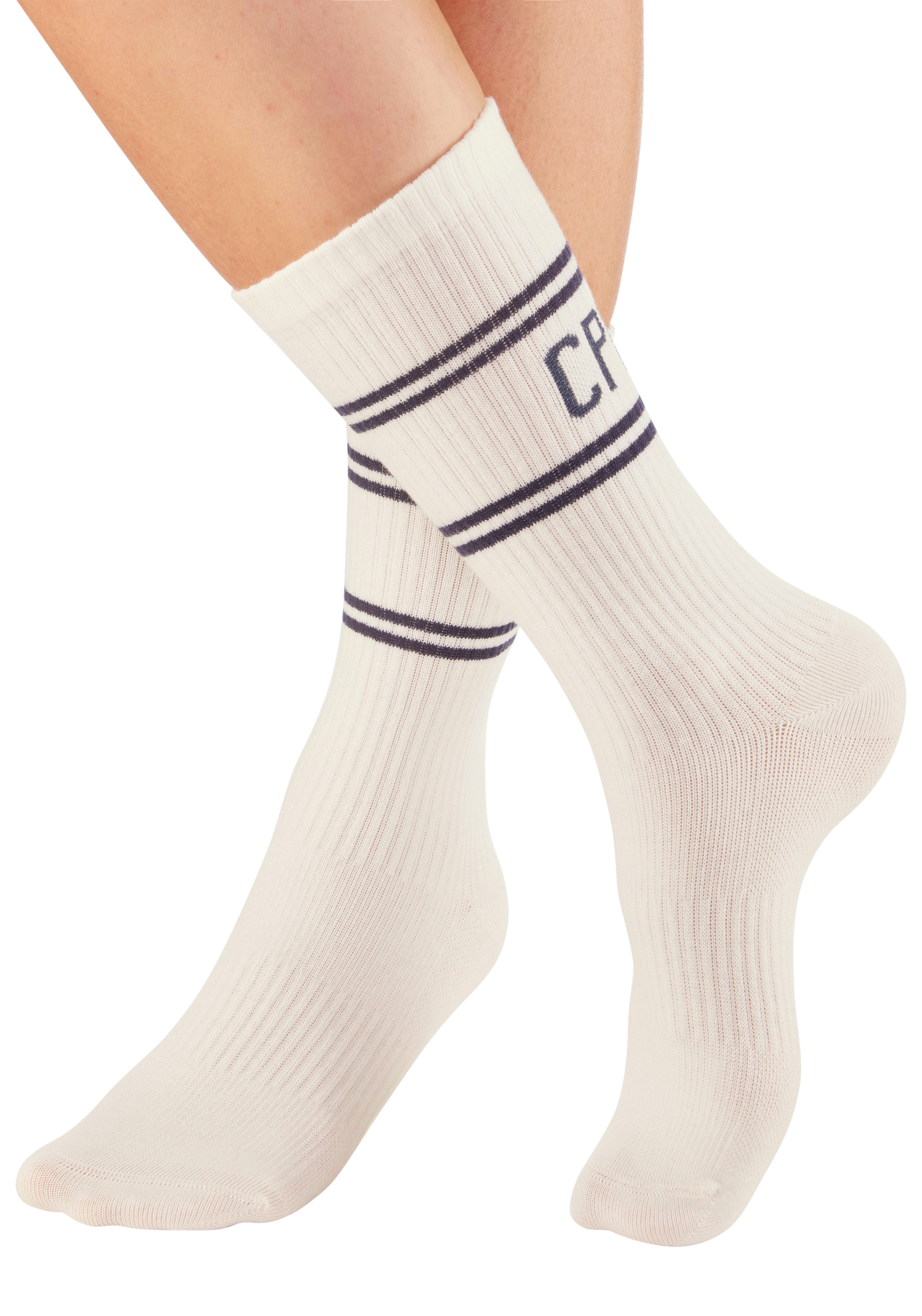 Copenhagen Studios Langsocken, (Packung, 2 Paar), mit Pikeé-Struktur unter der Sohle