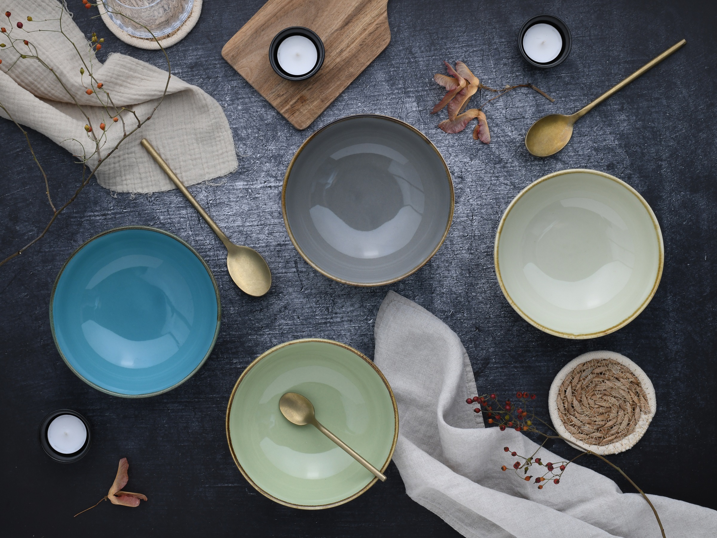 CreaTable Schale »NATURE COLLECTION« 4 Stk. aus Steinzeug Salatschale, Müsl günstig online kaufen