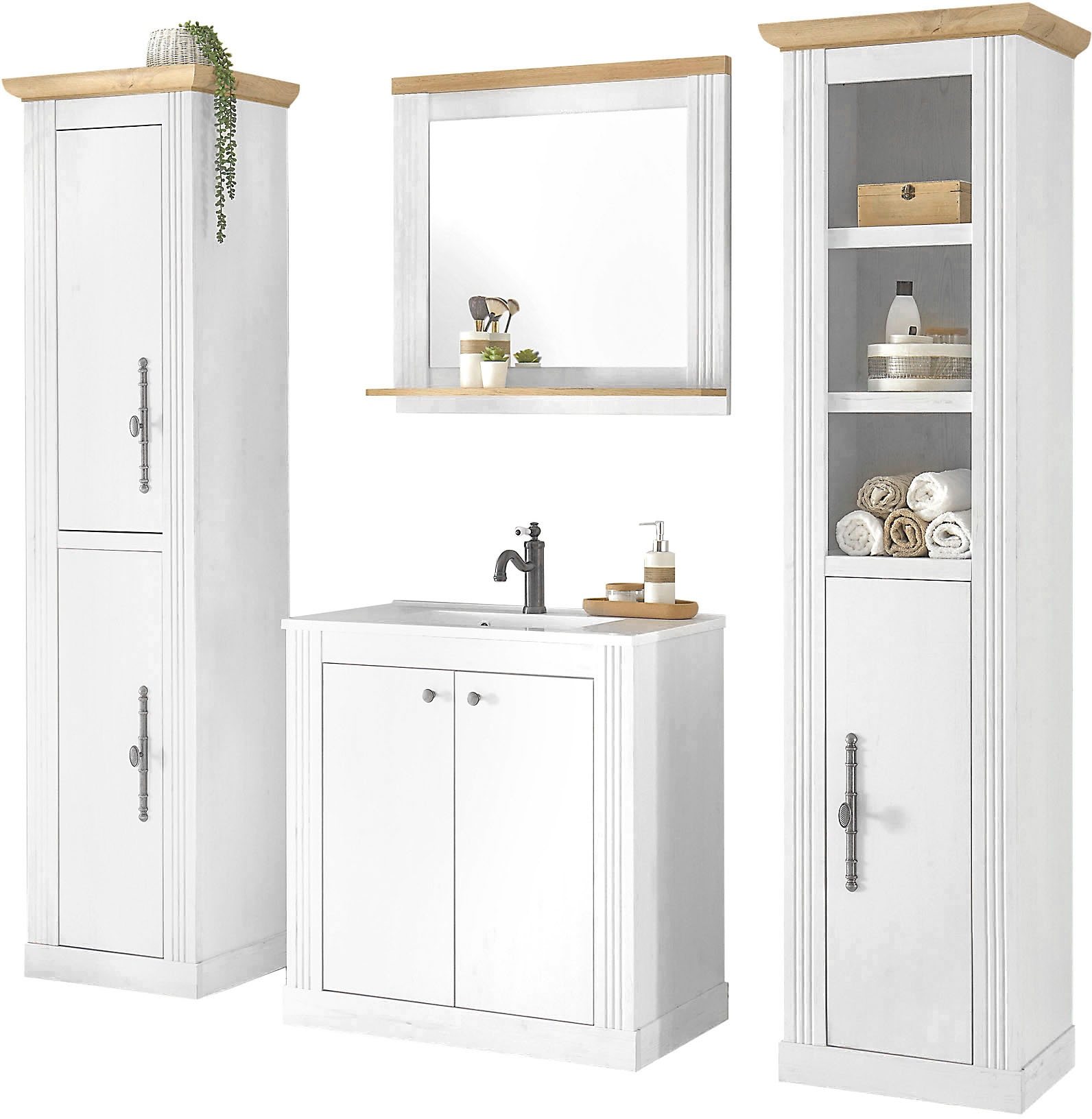 Home affaire Badmöbel-Set »WESTMINSTER, Bad im Landhausstil, 4-teiliges Bad günstig online kaufen