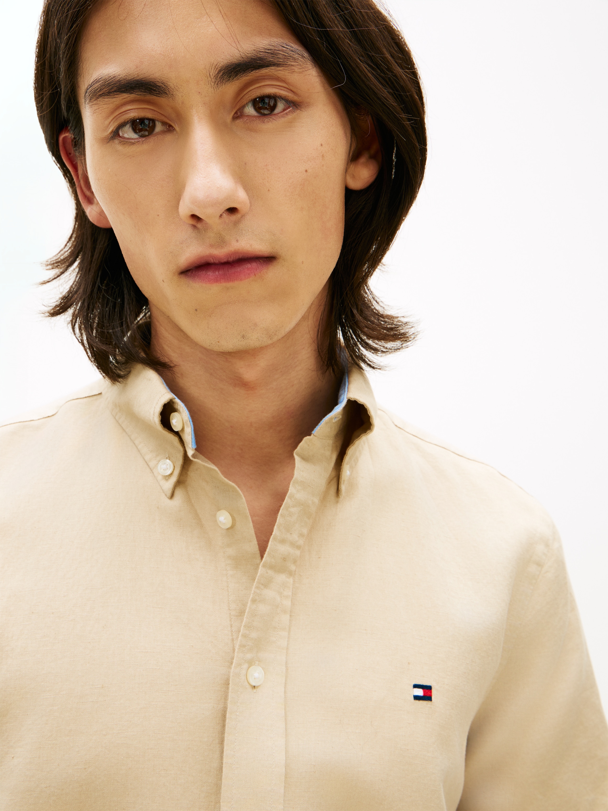 Tommy Hilfiger Kurzarmhemd »LINEN BLEND SOLID«