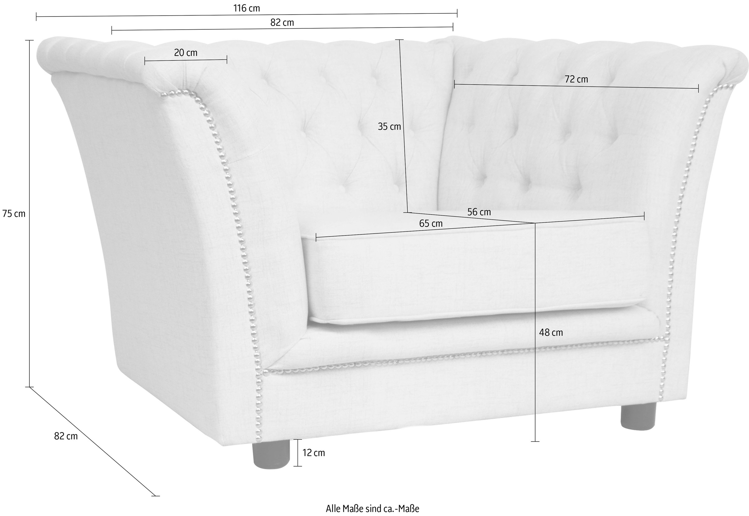 Home affaire Chesterfield-Sessel »Derby«, passend zum Polster "Derby", mit Ziernieten und Knopfheftung