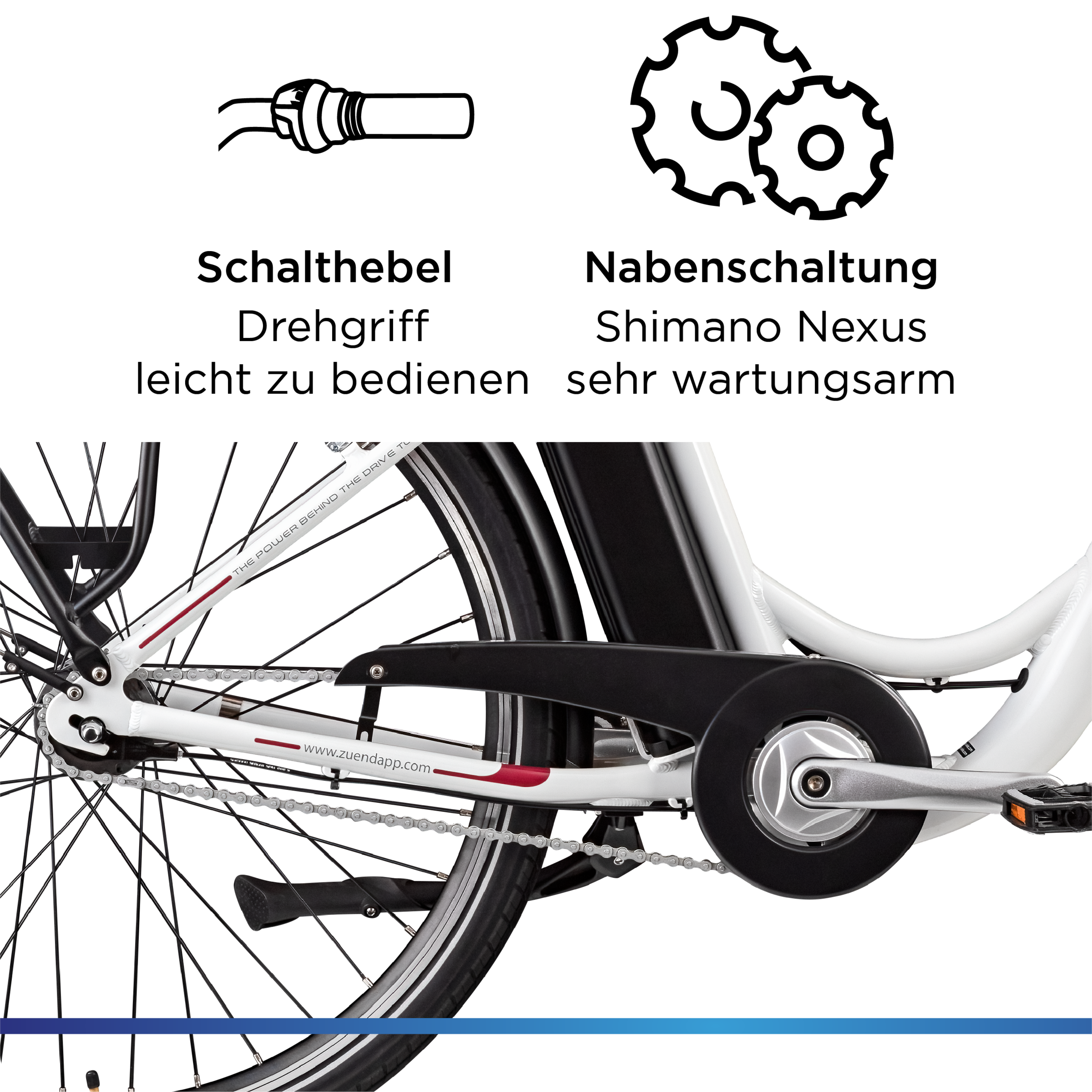 Zündapp »Z517« 7 Gang Nabenschaltung Frontmotor 250 W E Bike Damenfahrrad 28 Zoll 155 - 190 cm mit 7 Gang Nabenschaltung