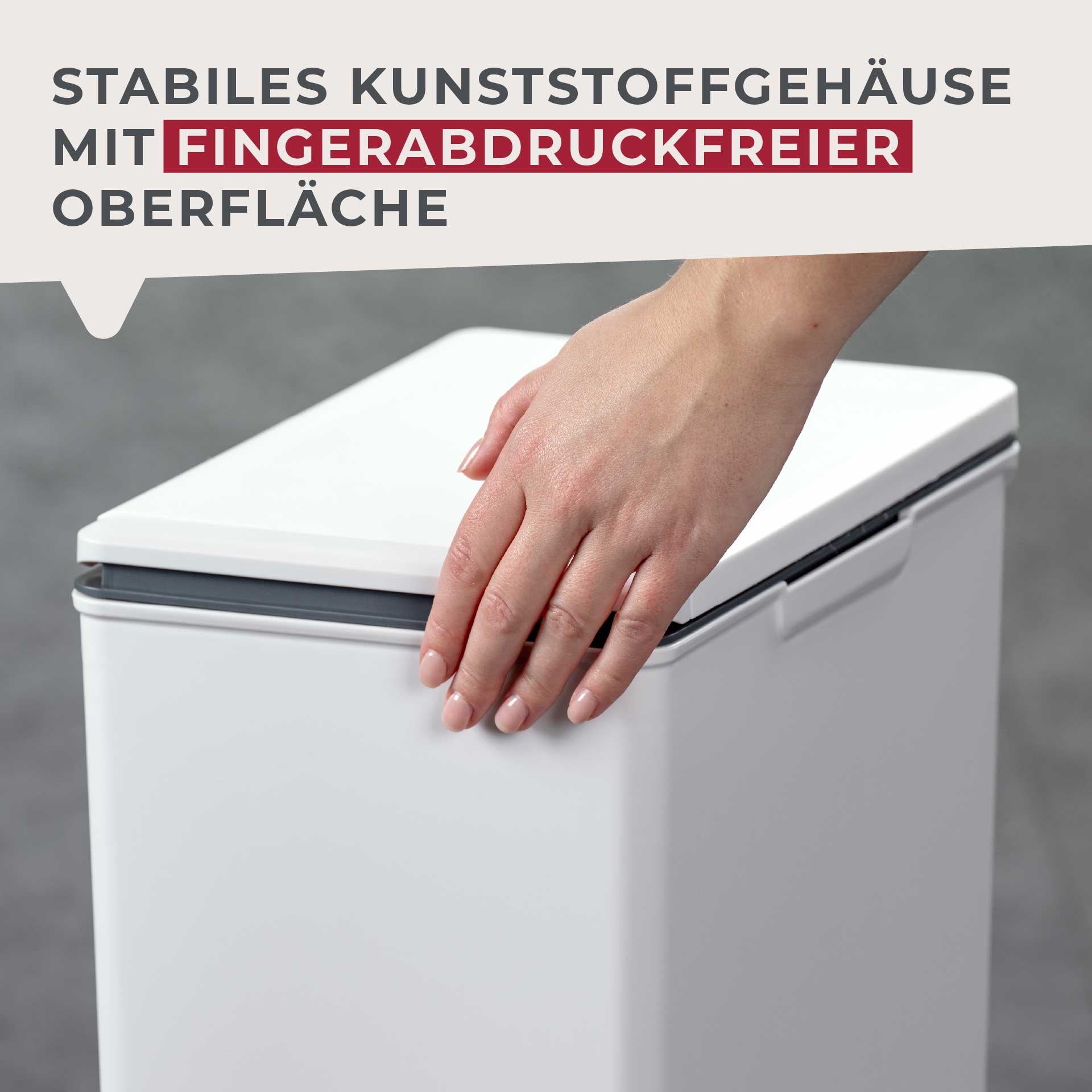 FACKELMANN Mülleimer »OSLO, Touch Abfalleimer«, 1 Behälter, ideal als Mehrfachsammler, leicht & robust mit sanfter Touch-Öffnung