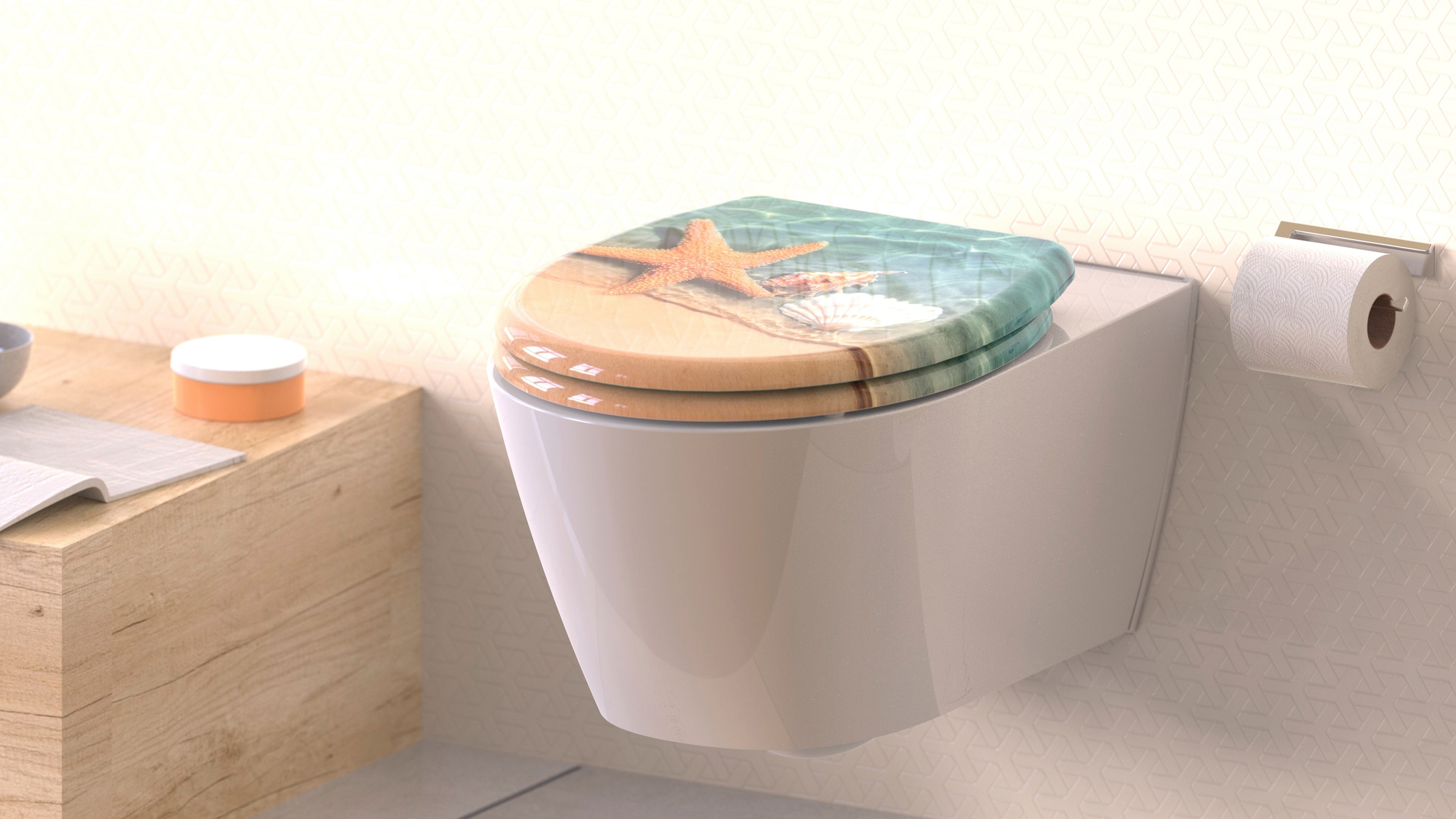 welltime WC-Sitz »Seestern«, abnehmbar, Absenkautomatik, bruchsicher, Duroplast, Schnellverschluss