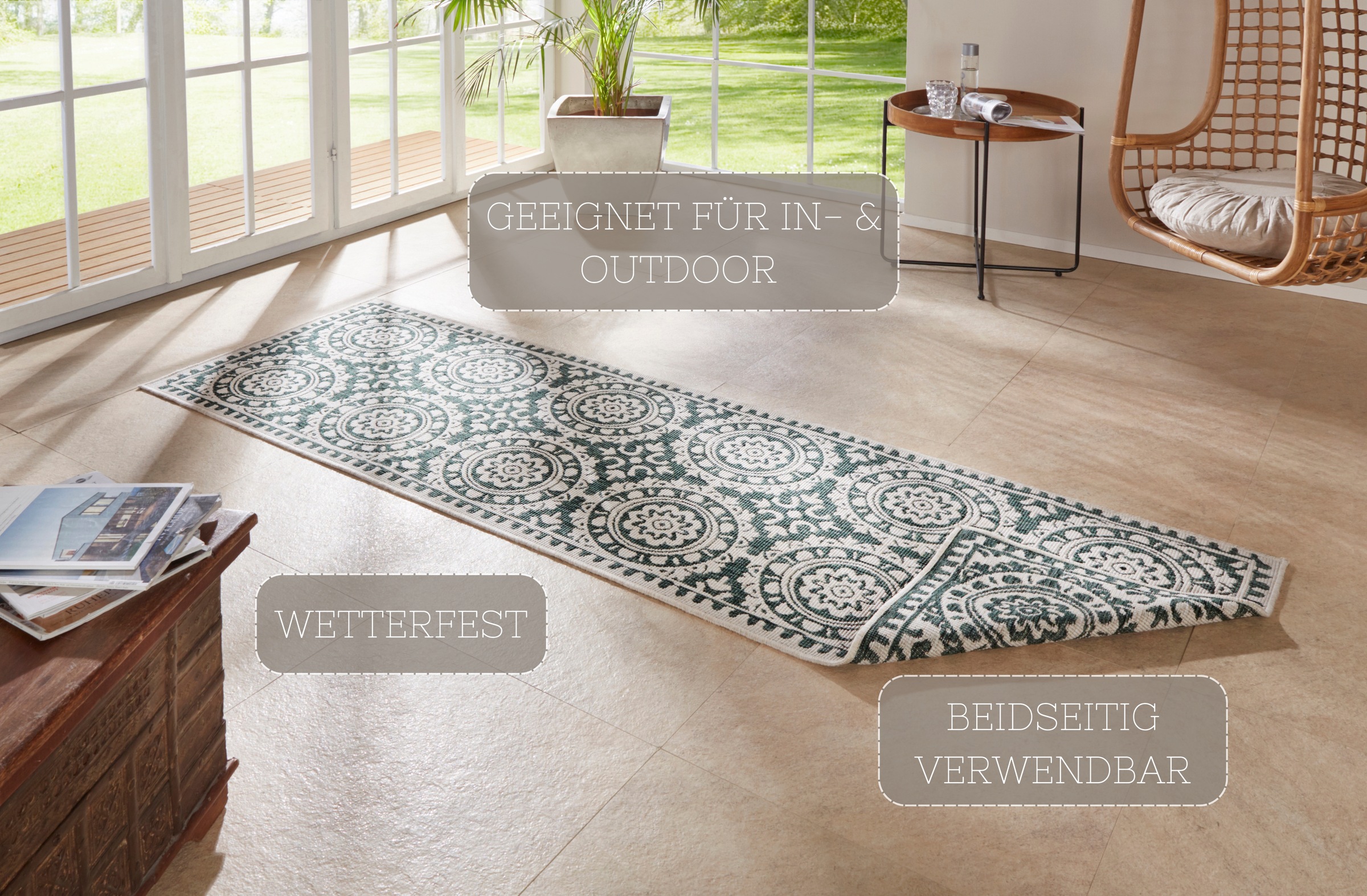 NORTHRUGS Läufer »Jardin«, rechteckig, 5 mm Höhe, Wendeteppich, In-& Outdoo günstig online kaufen