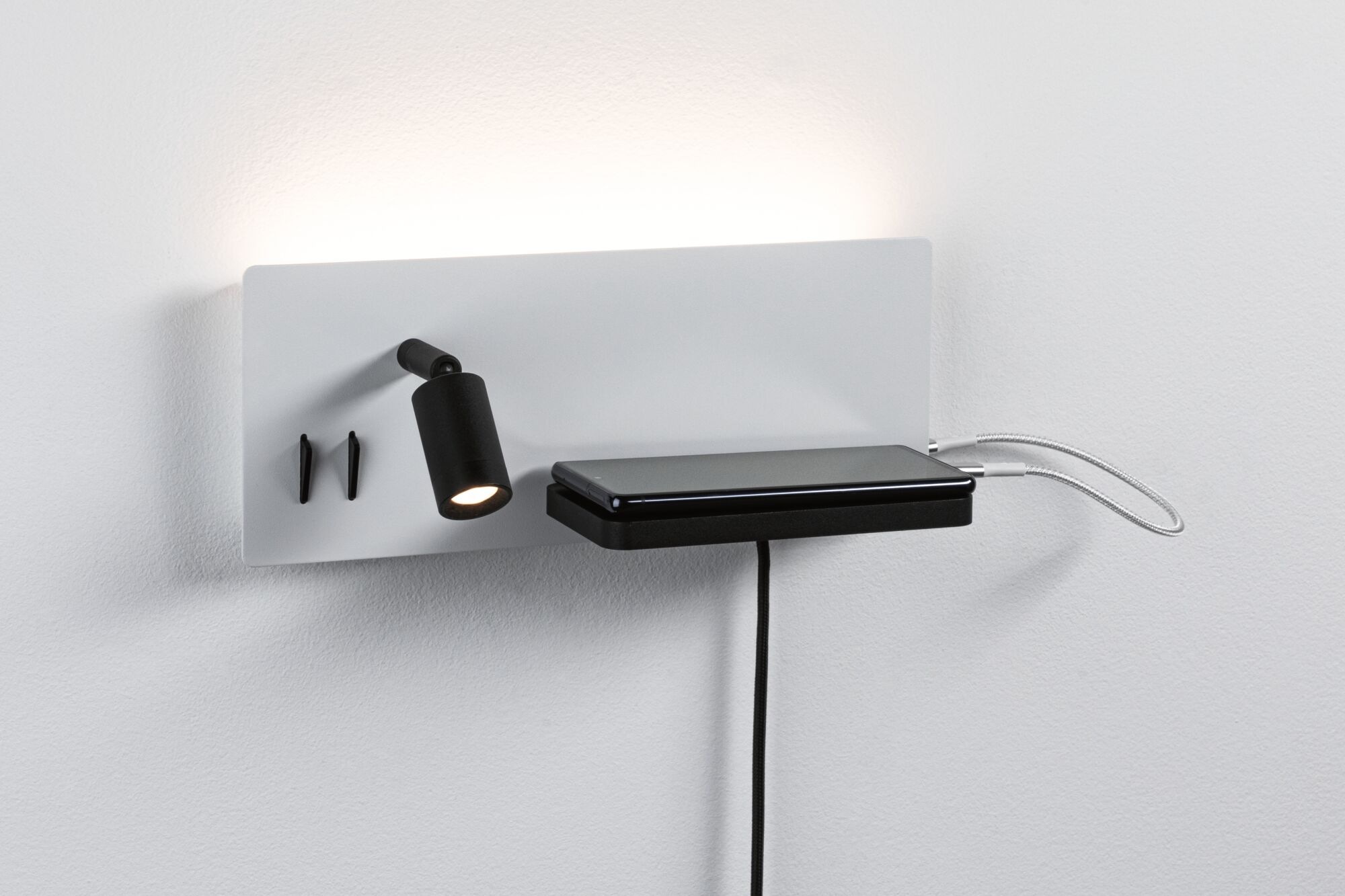 Paulmann LED Wandleuchte »Serra 2700K 650lm / 200lm 230V 5,5 / 1x2,6W«, 1 flammig, Bettleuchte, USB C, dimmbar