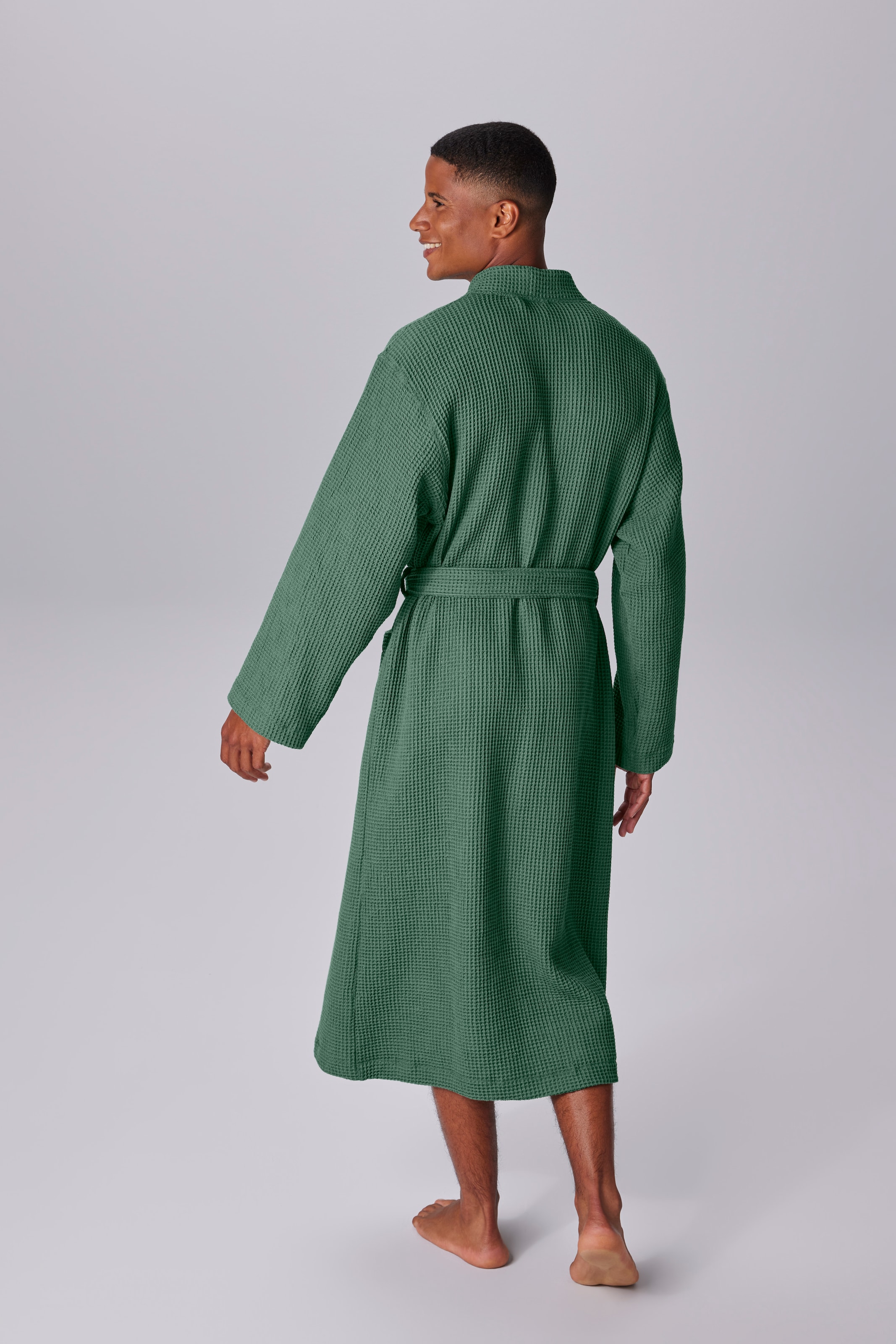 my home Unisex-Bademantel »Inga, Waffelpiqué, leicht, ideal für Sauna & Spa, Hotelbademantel« 1 Stk. kleines Packmaß, Taschen, Damen & Herren, S-3XL, Morgenmantel