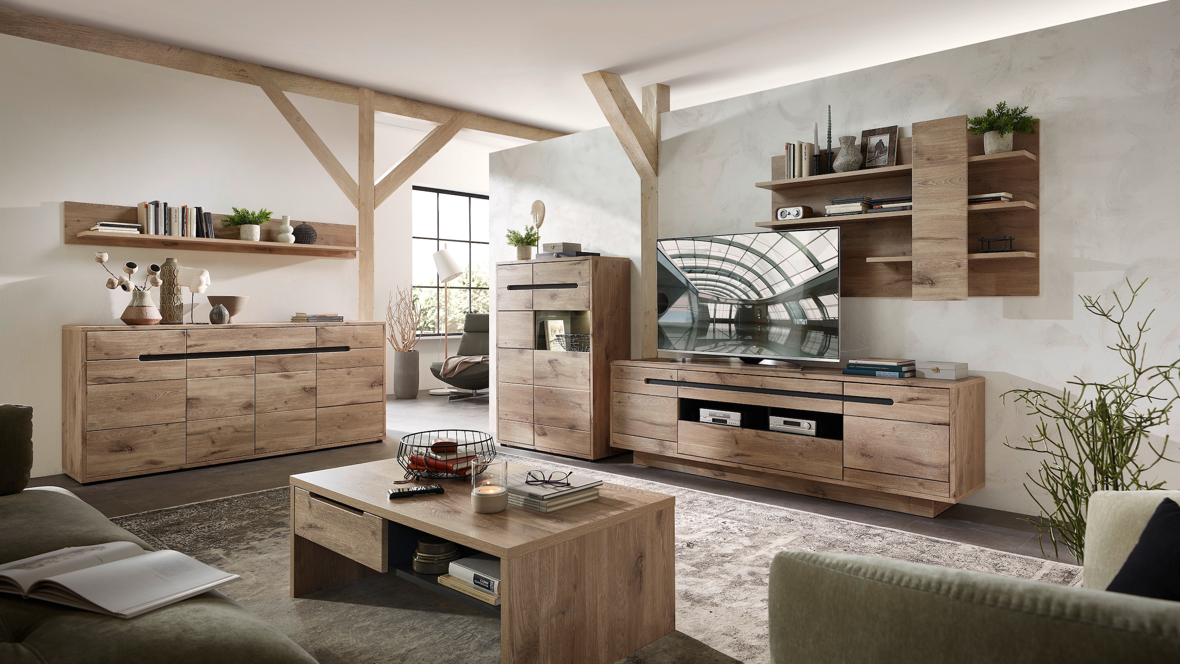 Innostyle Wohnwand »BELLANO«, (Komplett-Set, 3 St.), inkl. LED-Beleuchtung