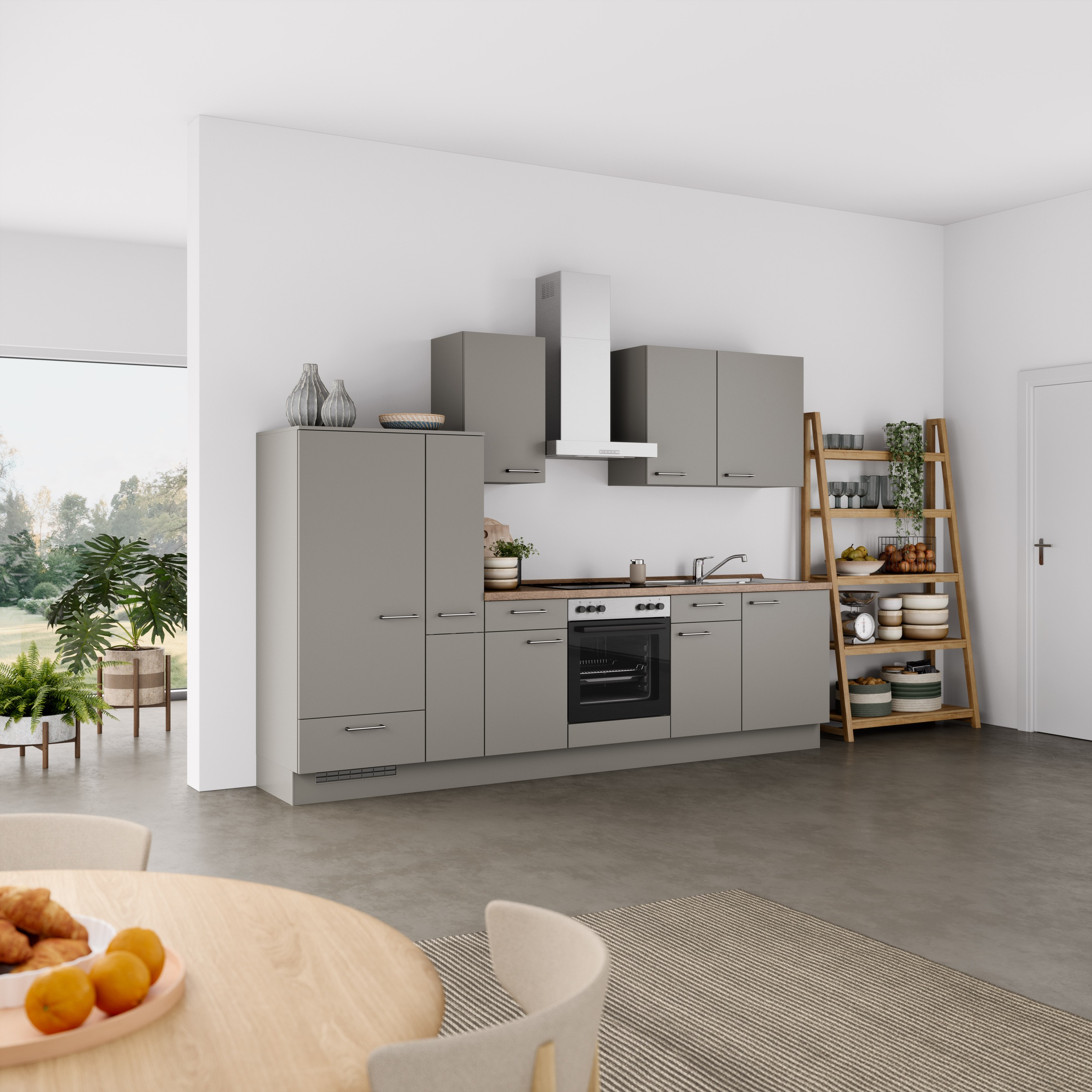nobilia® Küchenzeile »"Laser I"«, vormontiert, Ausrichtung wählbar, Breite 300 cm, wahlw. mit E-Geräten
