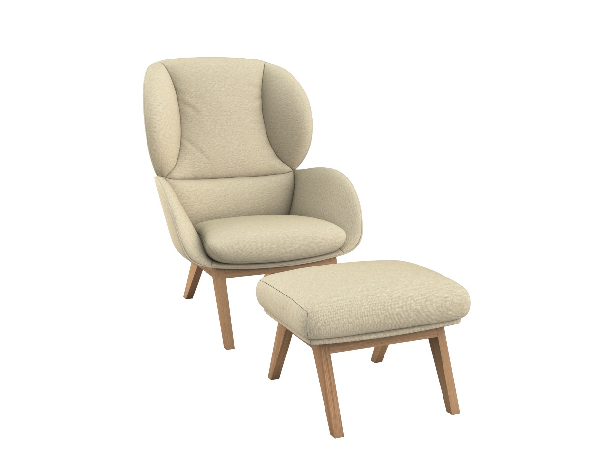 FLEXLUX Ohrensessel »Adria«, Stil & Komfort, organische Form, Fuß Eiche