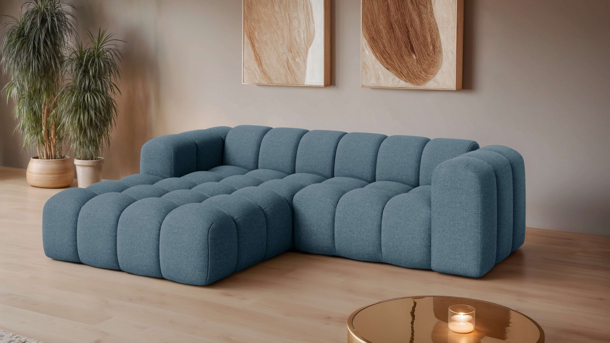 OTTO home Ecksofa »KALLIE Design-Sofa mit Wellenunterfederung, Bubble-Optik günstig online kaufen
