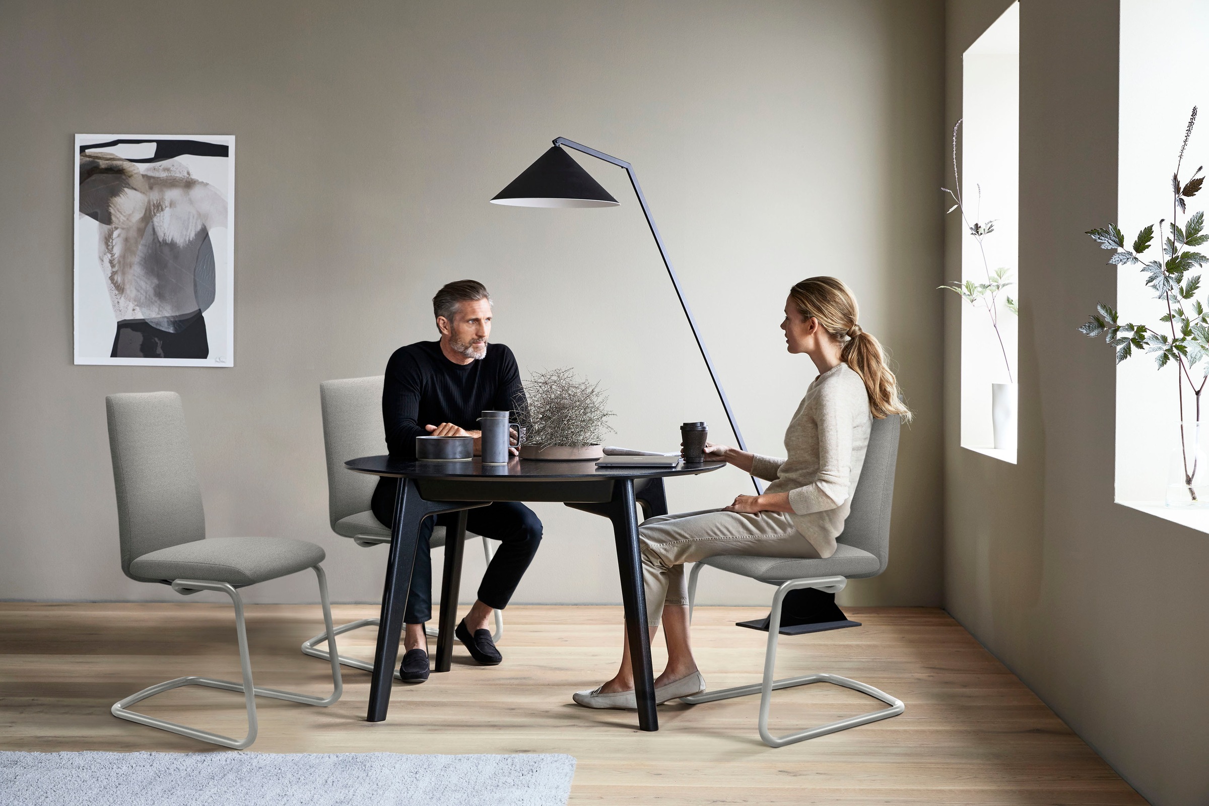 Stressless® Polsterstuhl »Laurel«, ROHLEDER Stoff Q2 FARON, Low Back, Größe L, mit Beinen aus Stahl in Chrom glänzend