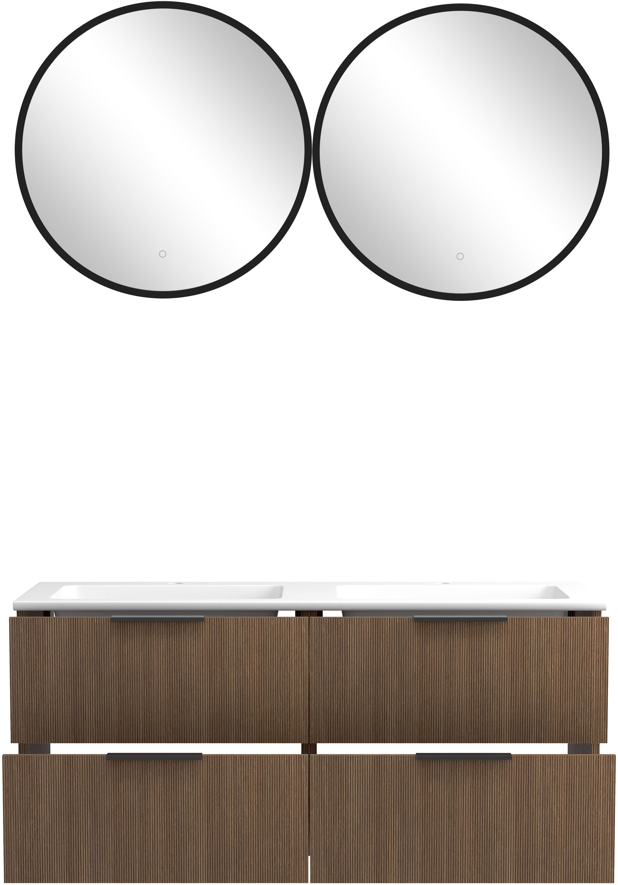 welltime Badmöbel-Set »Welltime, York Waschtisch-Set 120 cm, weißes oder schwarzes Becken«