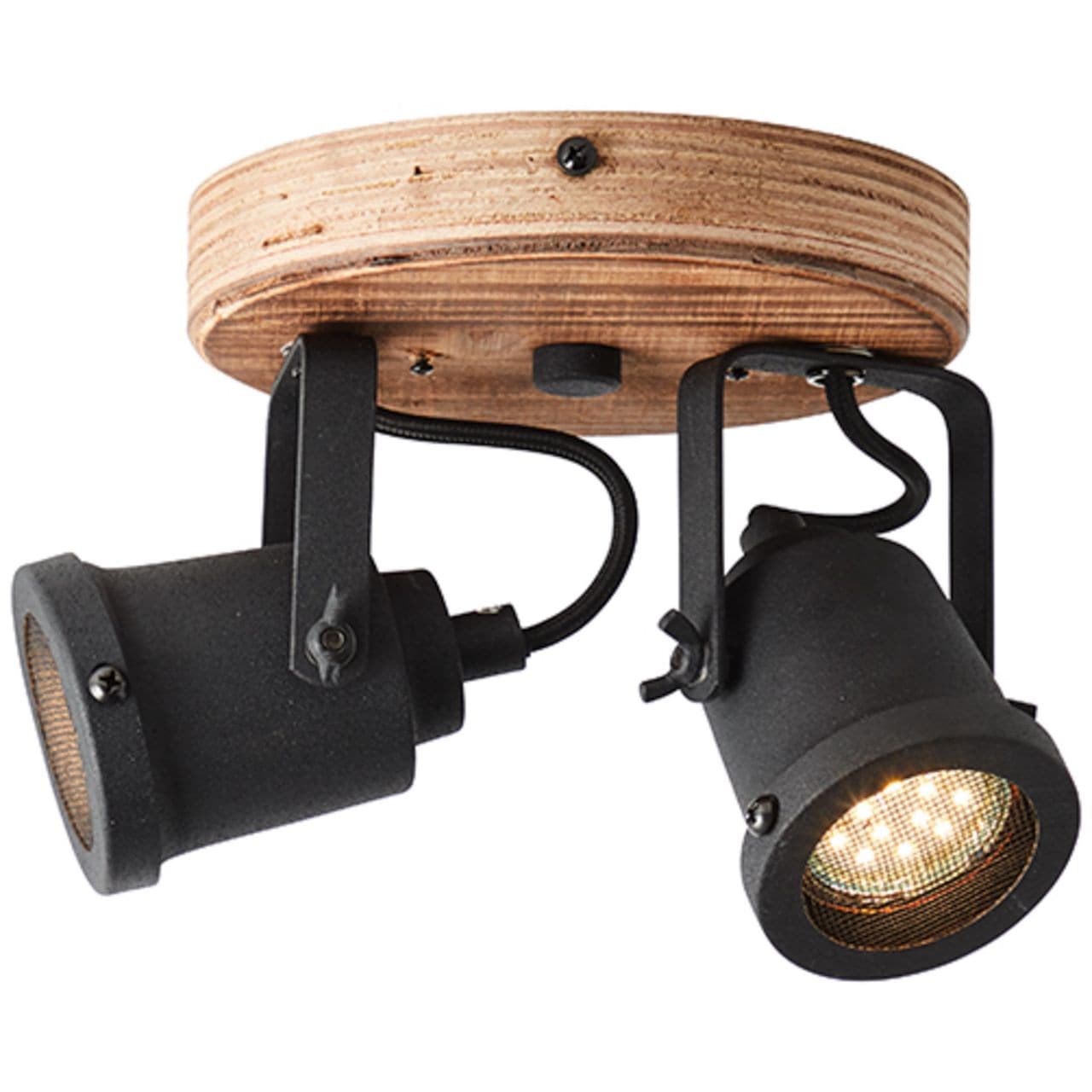 Brilliant Deckenstrahler »Inge«, 2 flammig, Leuchtmittel GU10 | ohne Leuchtmittel, 21 cm Breite, 2 x GU10, schwenkbar, Metall/Holz, holz dunkel/schwarz