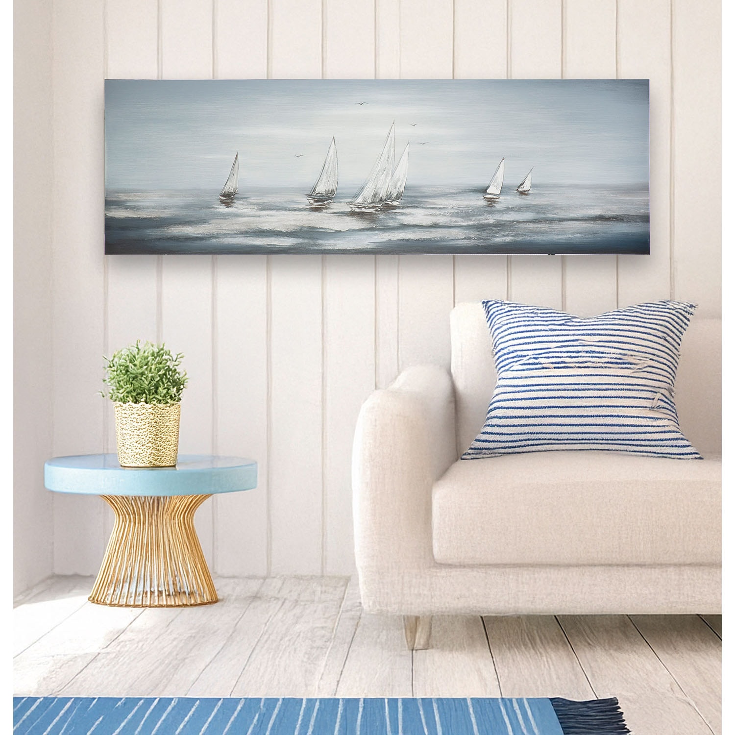 GILDE Holzbild »Bild rechteckig Silver Regatta« Strandbilder 1 Stk. tlg.