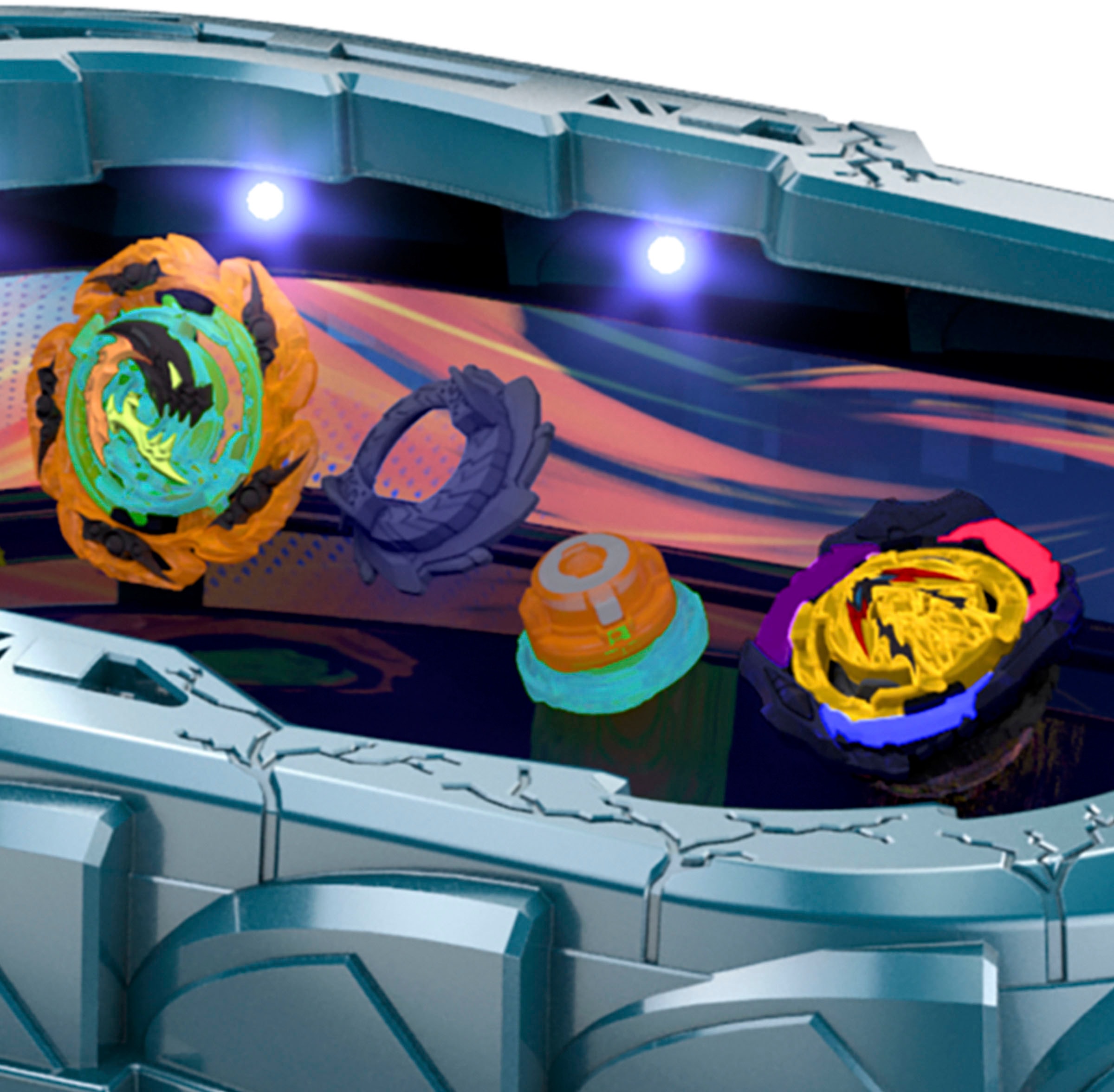 Hasbro Speed-Kreisel »Beyblade Burst QuadStrike Light Ignite Battle Set«, Arena mit 2 Startern und 2 rechtsdrehende Kreiseln