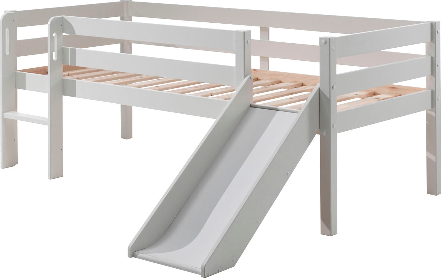 Vipack Spielbett »Pino, Kiefer Massiv, Liegefläche 90/200, Made In Europe« Inkl. Leiter, Absturzschutz, 2 Farben Zur Auswahl, Inkl. Rolllattenrost,