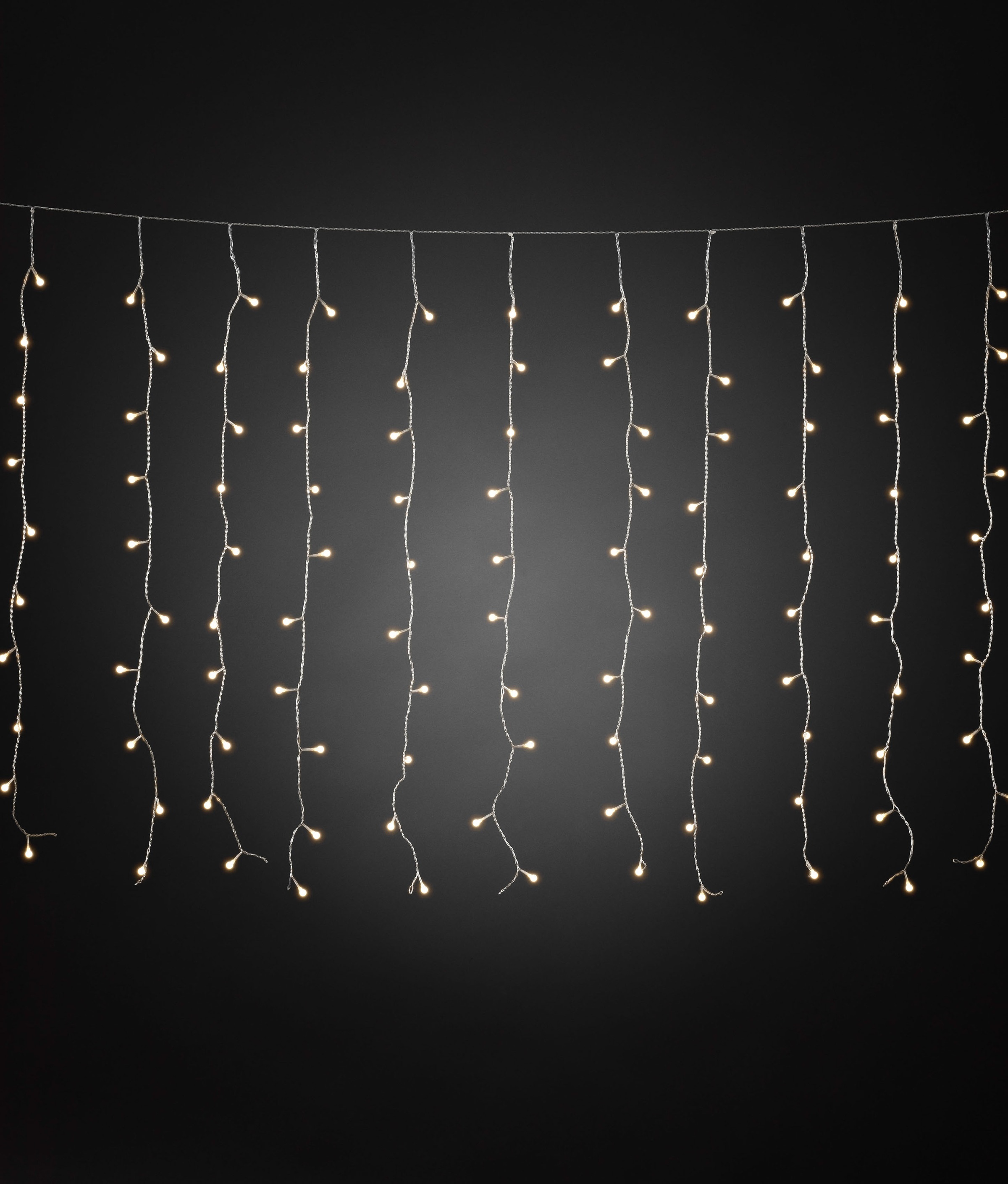 KONSTSMIDE LED-Lichtervorhang, 200 St.-flammig, LED Lichtervorhang, mit weißen Globes, 200 warm weiße Dioden
