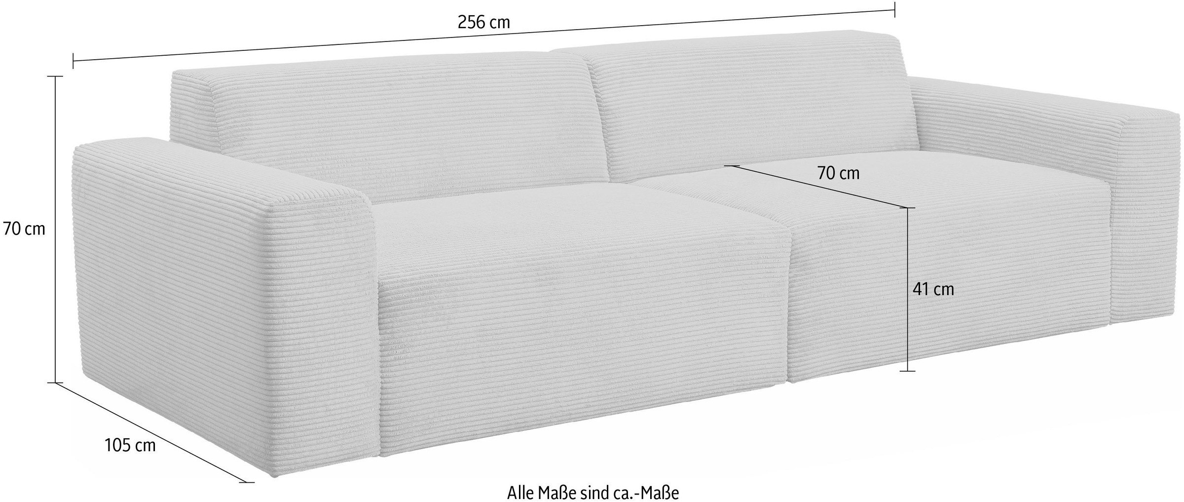 WERK2 Sofa »Zeus 3-Sitzer 256 cm breit, 105 cm tief, Big-Sofa, modern & bequem« Curvy Trend 3-Sitzer mit urbaner Optik