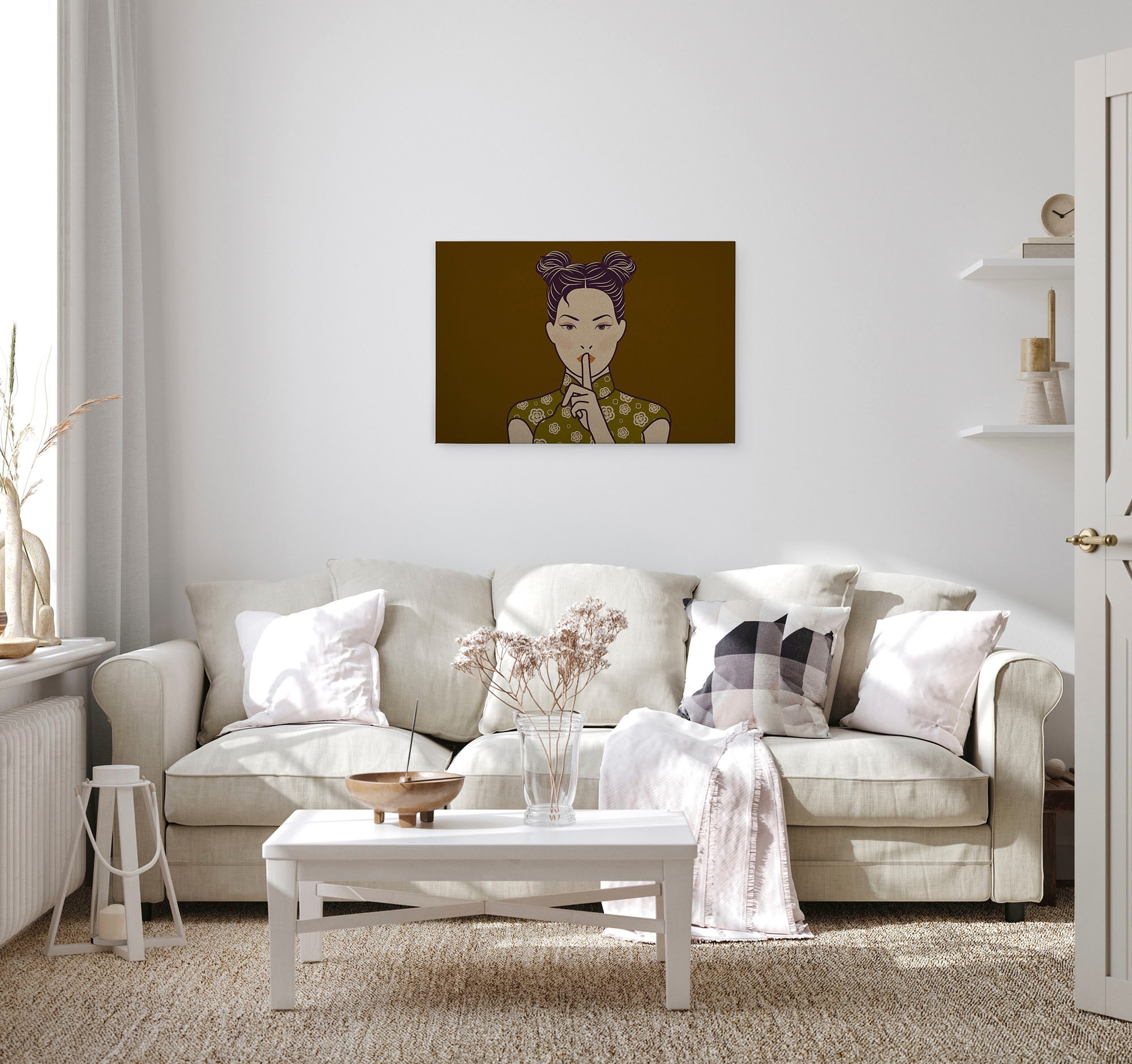 A.S. Création Leinwandbild »himari«, Kunst-Gemälde-Kinder, (1 St.), Keilrahmen Bild Asiatisch Frau Leinwand-Bild Wohnzimmer modern Kinder