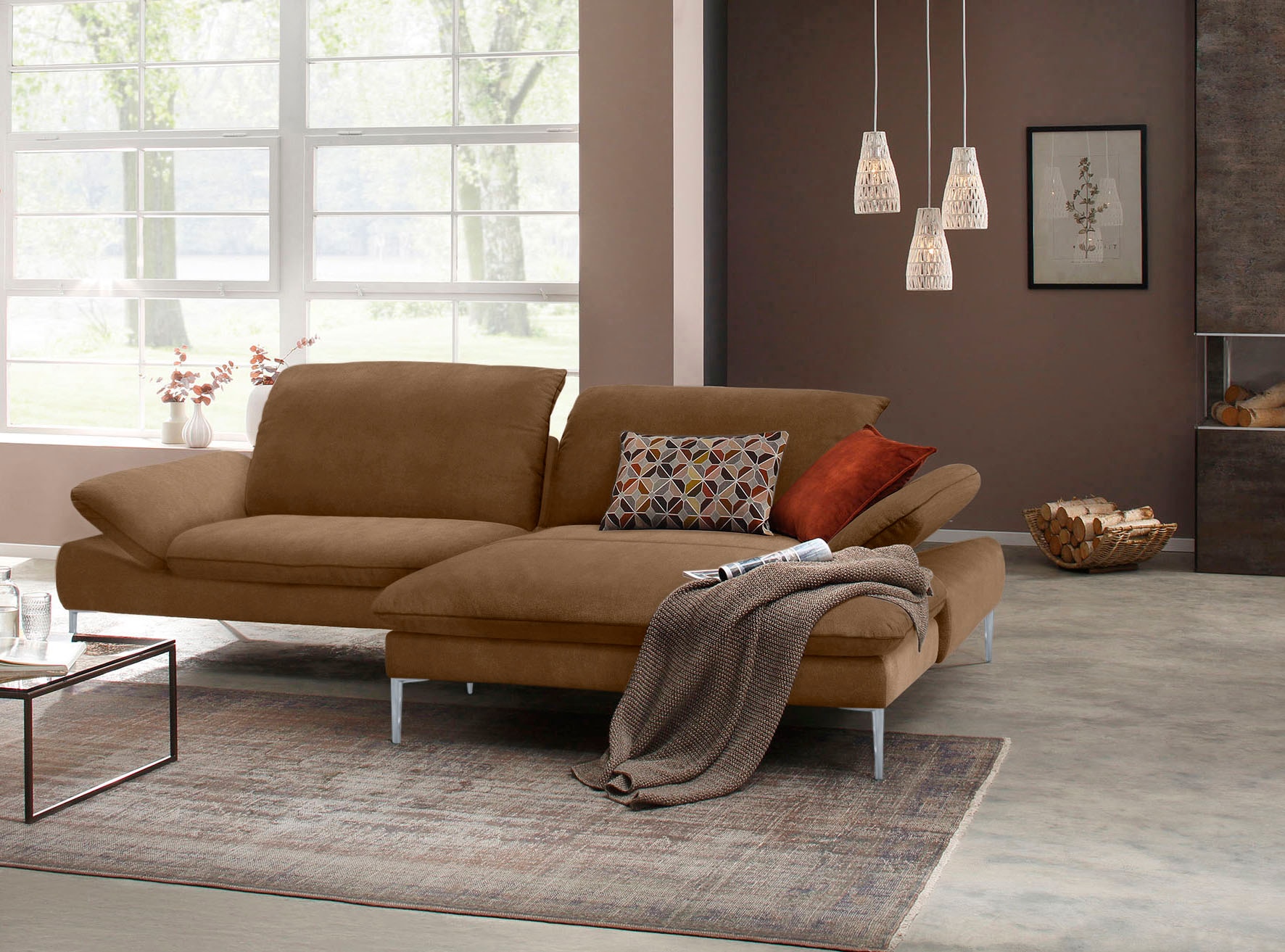 W.SCHILLIG Ecksofa »enjoy&MORE, mit tollem Sitzkomfort, elegant und bequem, L-Form«, mit Sitztiefenverstellung, Füße silber matt, Breite 294 cm