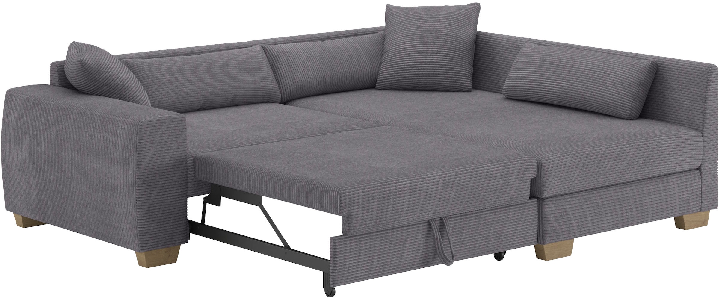 Mr. Couch Ecksofa »Helena L-Form, bis 140 kg belastbar«, mit Taschenfederkern, wahlweise mit Bettfunktion