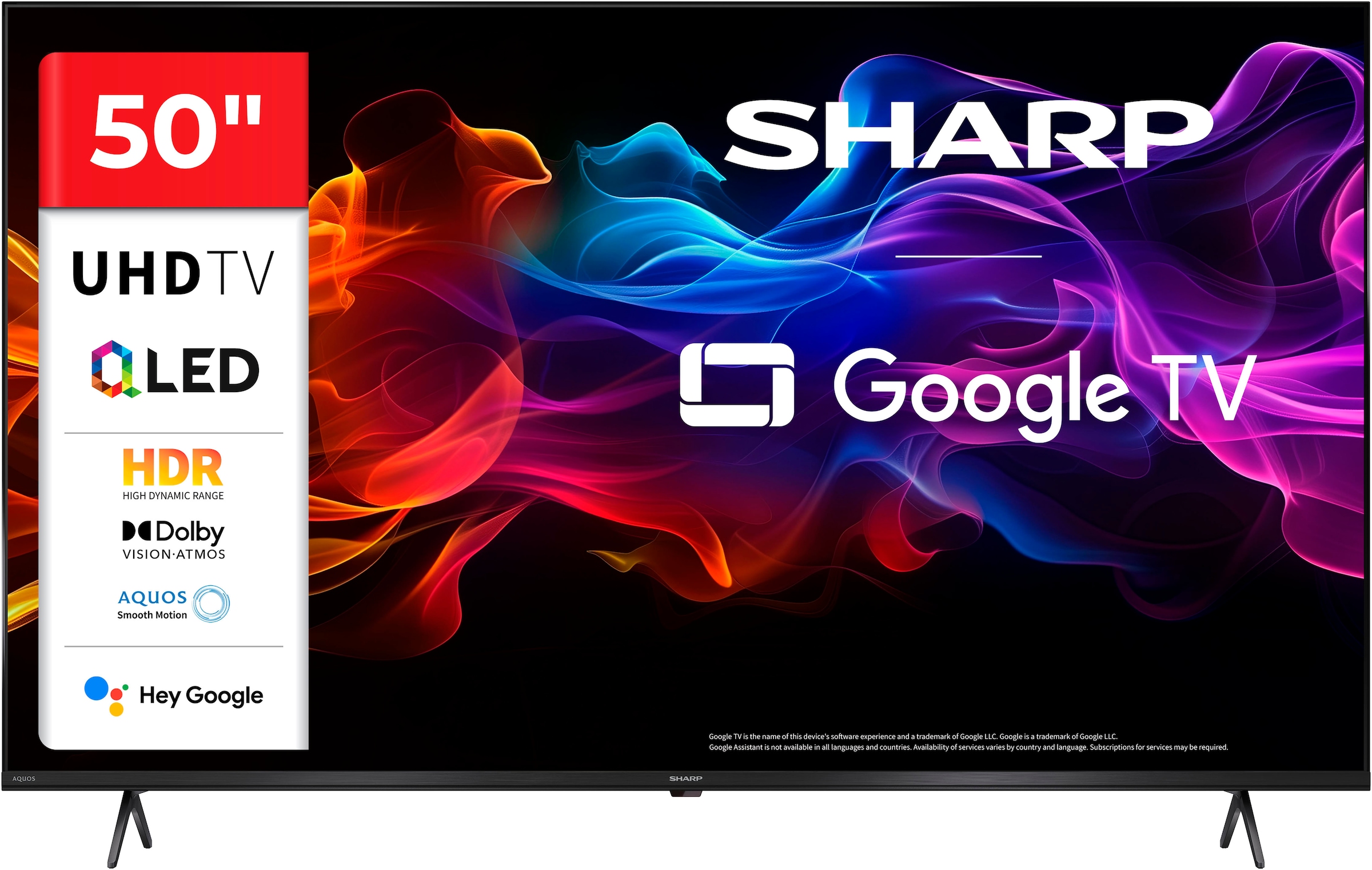 SHARP QLED-Fernseher »4T-C50HPx« 126 cm/50 ′′ Smart-TV schwarz Dolby Atmos – komplettes 360°-Klangerlebnis