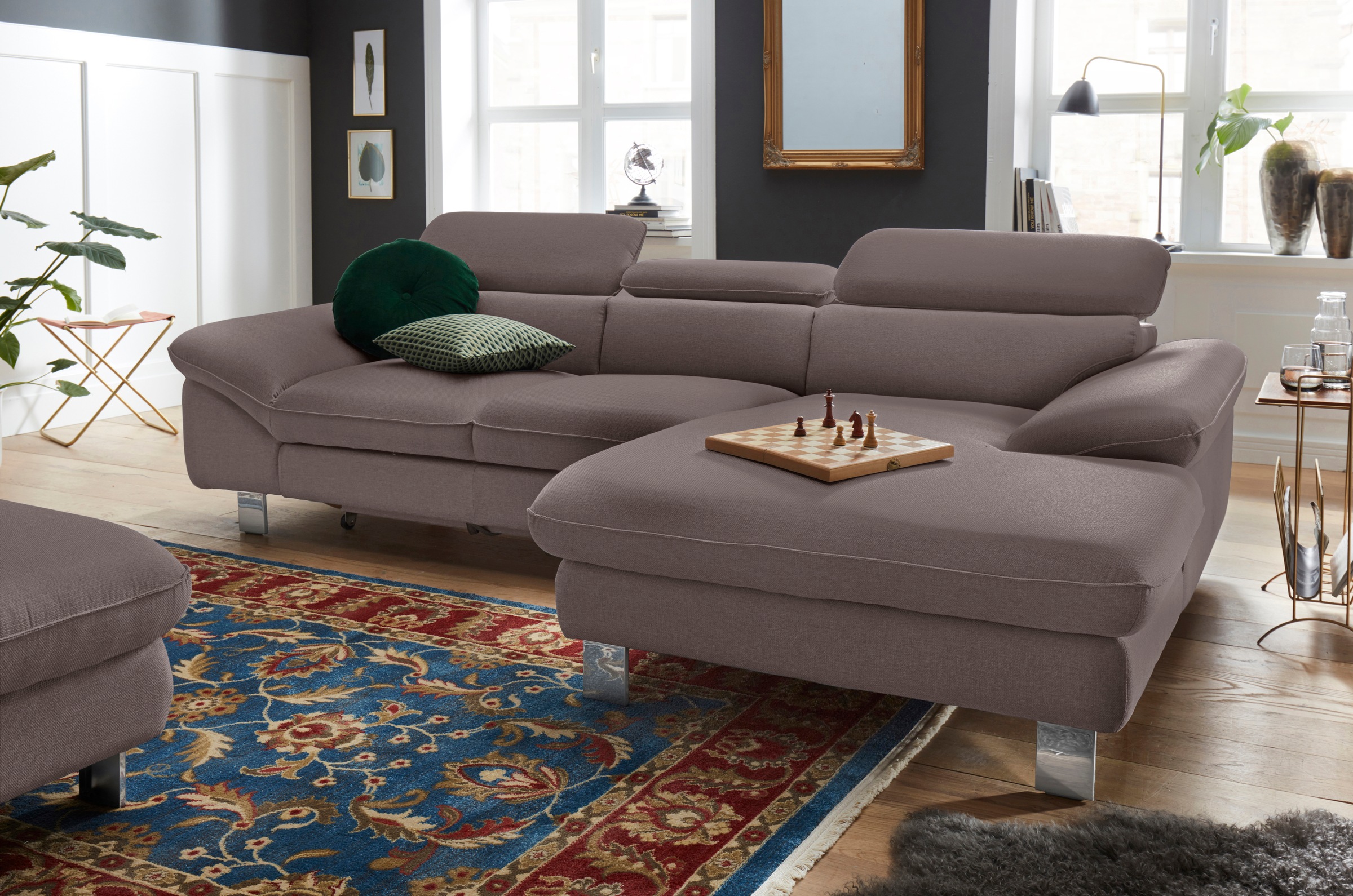 COTTA Polstergarnitur »Driver L-Form«, (Set, 2 tlg.), Set bestehend aus: Ecksofa mit Kopfteilverstellung & Hocker