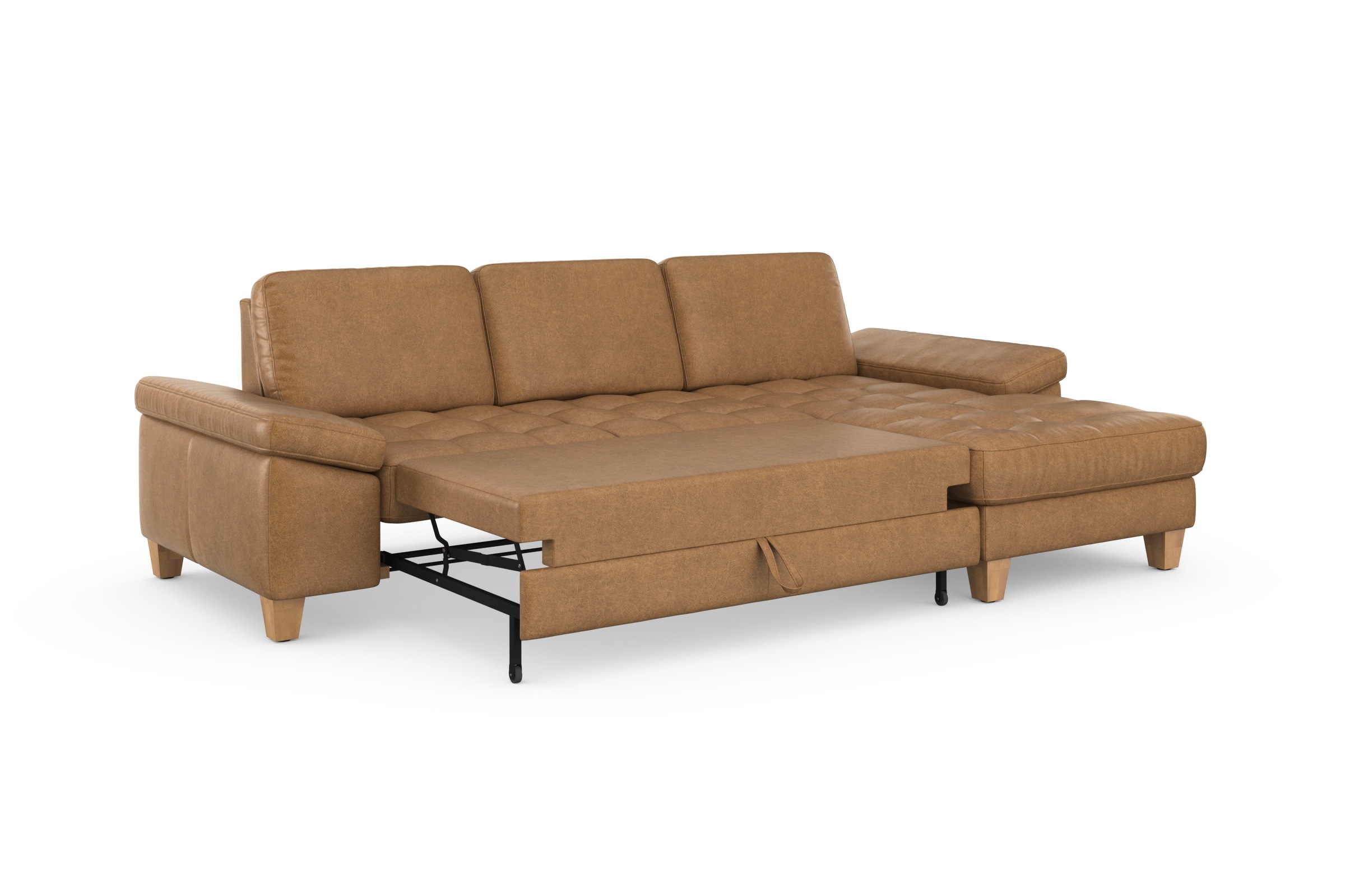 sit&more Ecksofa »Westham L-Form«, mit Recamiere, mit oder ohne Bettfunktion, Bettkasten, Füße Eiche