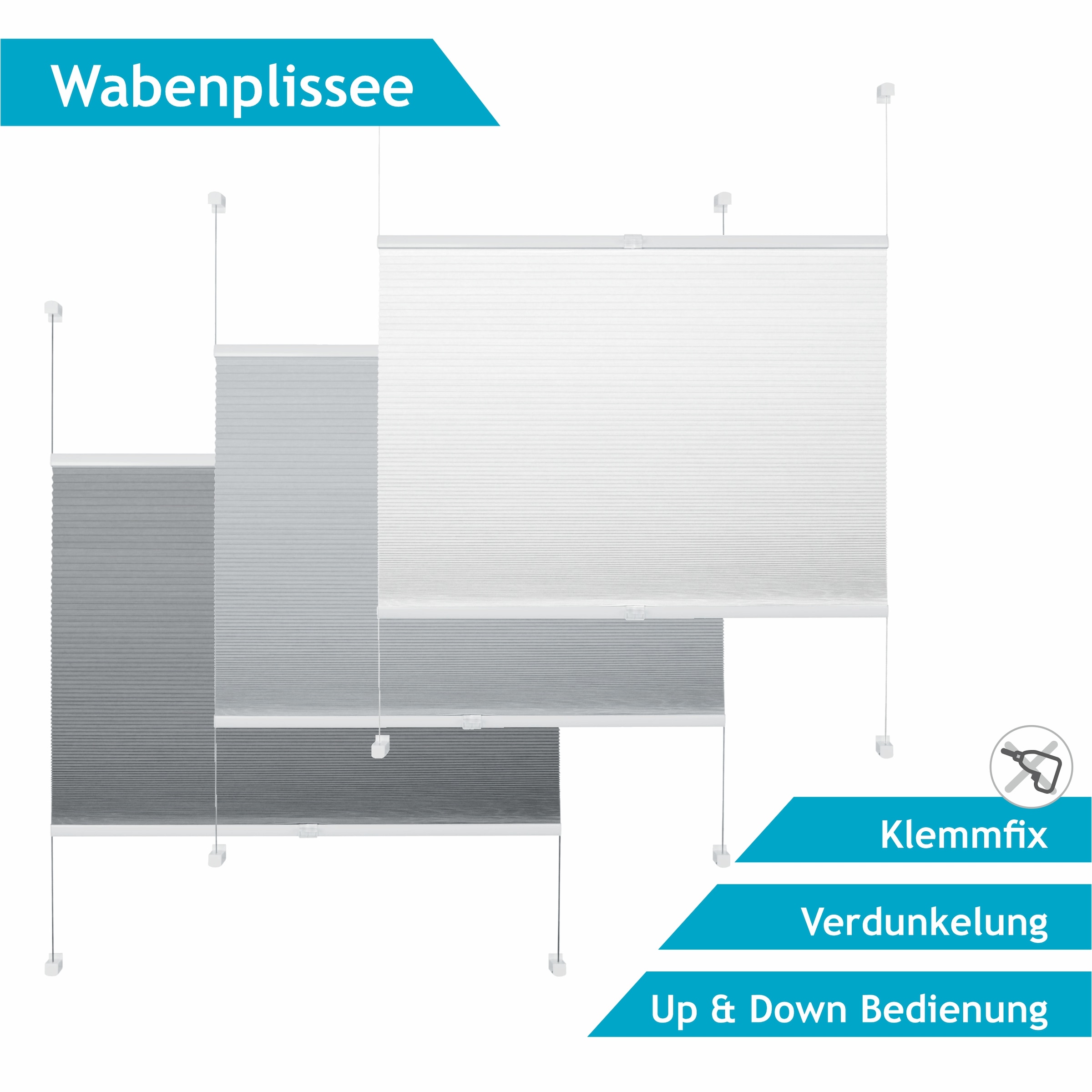 Good Life Wabenplissee »Aris«, verdunkelnd, energiesparend, ohne Bohren, verspannt, Klemmfix - ohne Bohren, verdunkelnd