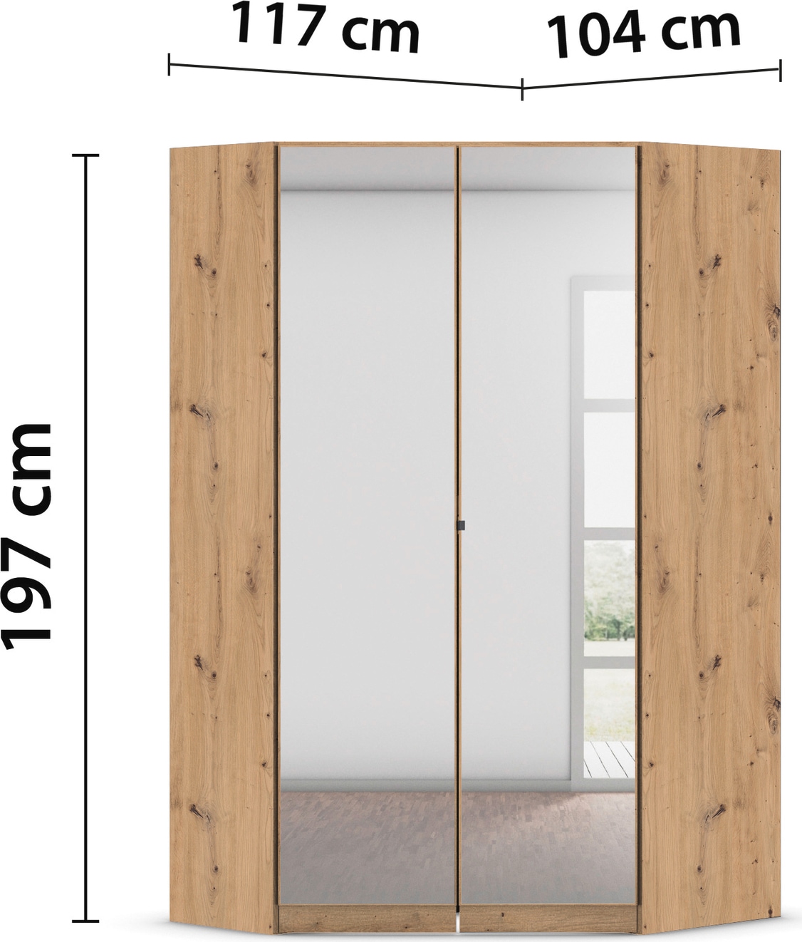 rauch Eckkleiderschrank »Kleiderschrank Schrank Garderobe Wäscheschrank COSTA 2-türig«, mit Spiegel, voll ausgestattet mit viel Stauraum MADE IN GERMANY