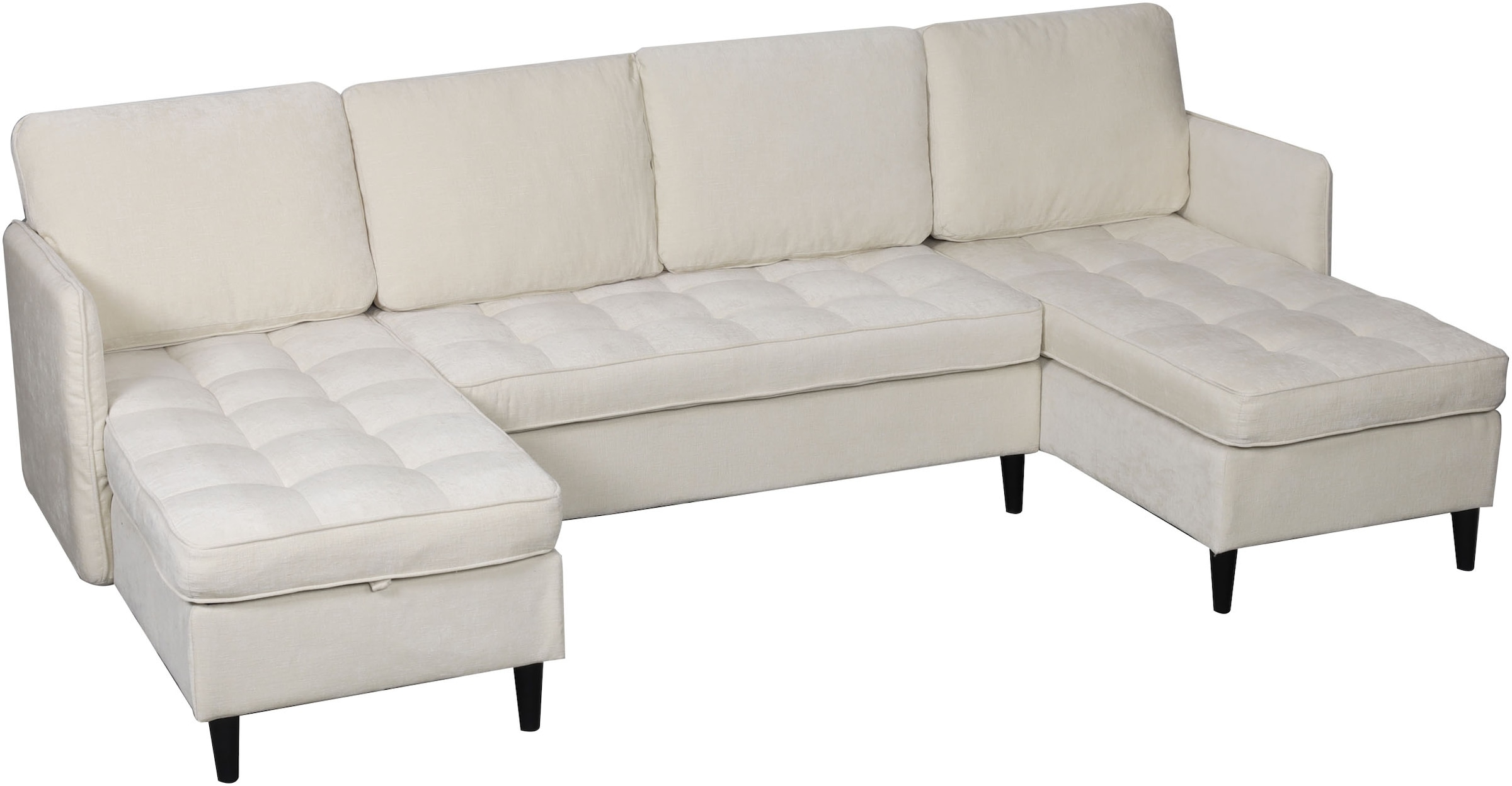 Dorel Home Wohnlandschaft »LINDHUS, U-Form, Breite 254 cm, verschiedene Stellvarianten, Modulsofa« Recamiere, Stauraum, Cord und Chenille-Bezug