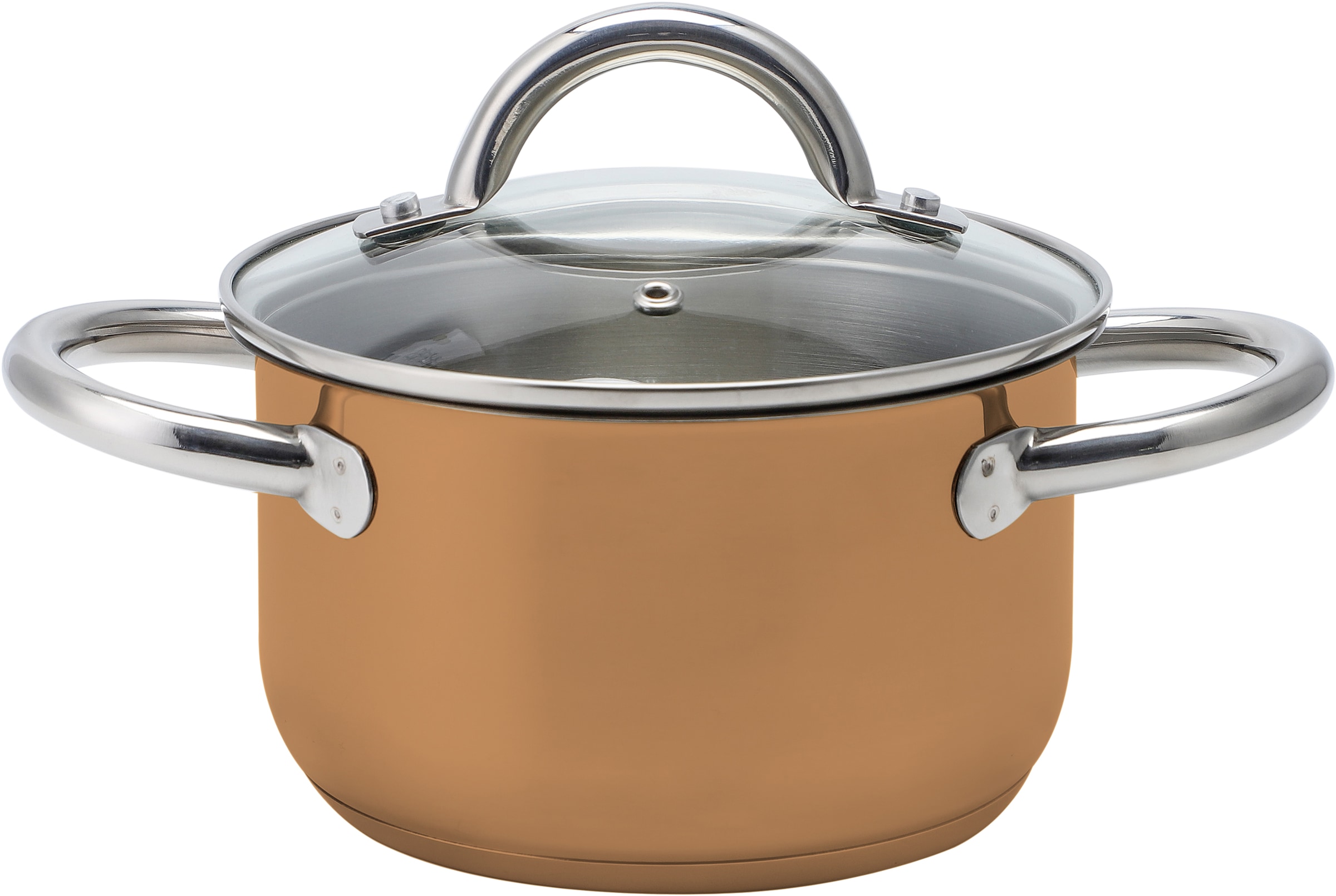 ECHTWERK Topf-Set »Kupfer-Edition«, Edelstahl 18/8, (Set, 8 tlg., je 1 Kochtopf 16/20/24 cm, Kasserolle 16 cm, Bratpfanne 24 cm), für alle Herdarten geeignet, Induktion
