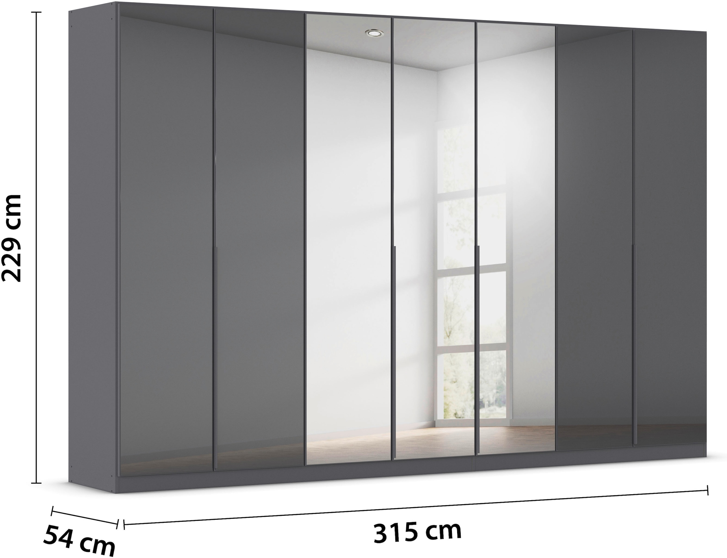 rauch Drehtürenschrank »Kleiderschrank Kleiderschränke Schrank Garderobe AGORDO mit Glasfront«, (in zwei Griff-Farben), durchdachte Innenausstattung, in 6 Breiten und 2 Höhen MADE IN GERMANY