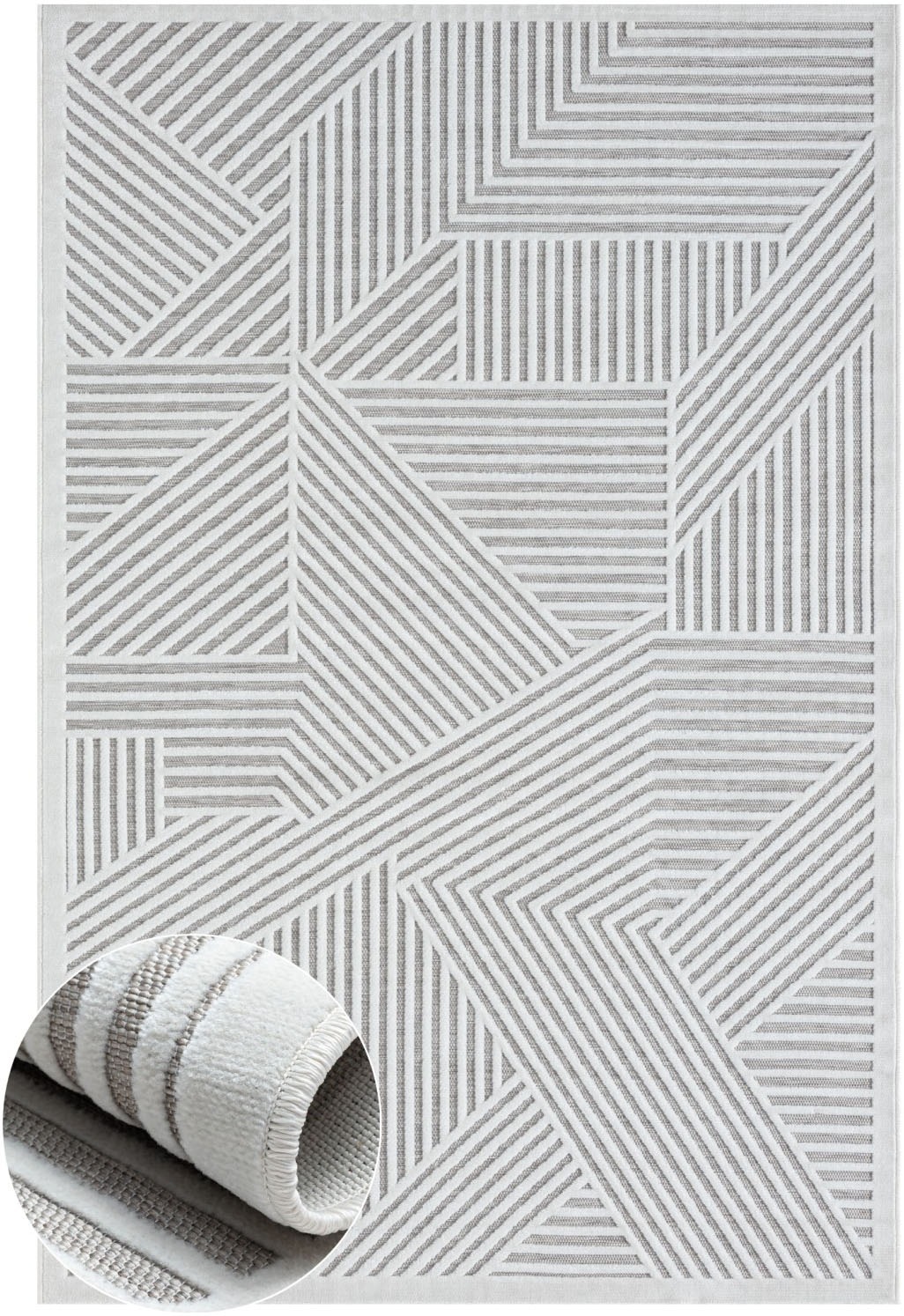 Myflair Möbel & Accessoires Teppich »Vill Lagerräumung«, rechteckig, 8 mm Höhe, modernes Design, Hoch-Tief Effekt, Outdoor geeignet, Balkon, Terrasse