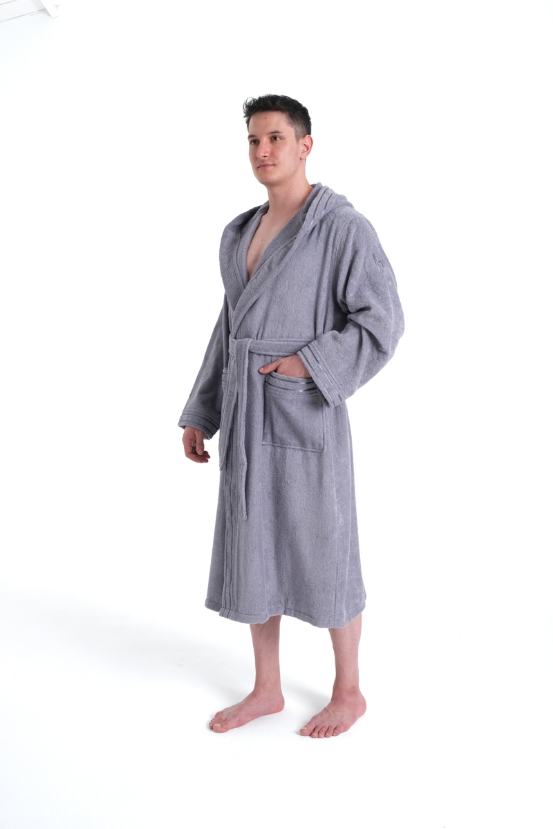 Bruno Banani Herrenbademantel »Clement, ideal für Sauna & Spa, Hotelbademantel, Morgenmantel«, (1 St.), 100% Baumwolle, einfarbig, glänzende Streifen-Bordüre, Taschen, S-4XL
