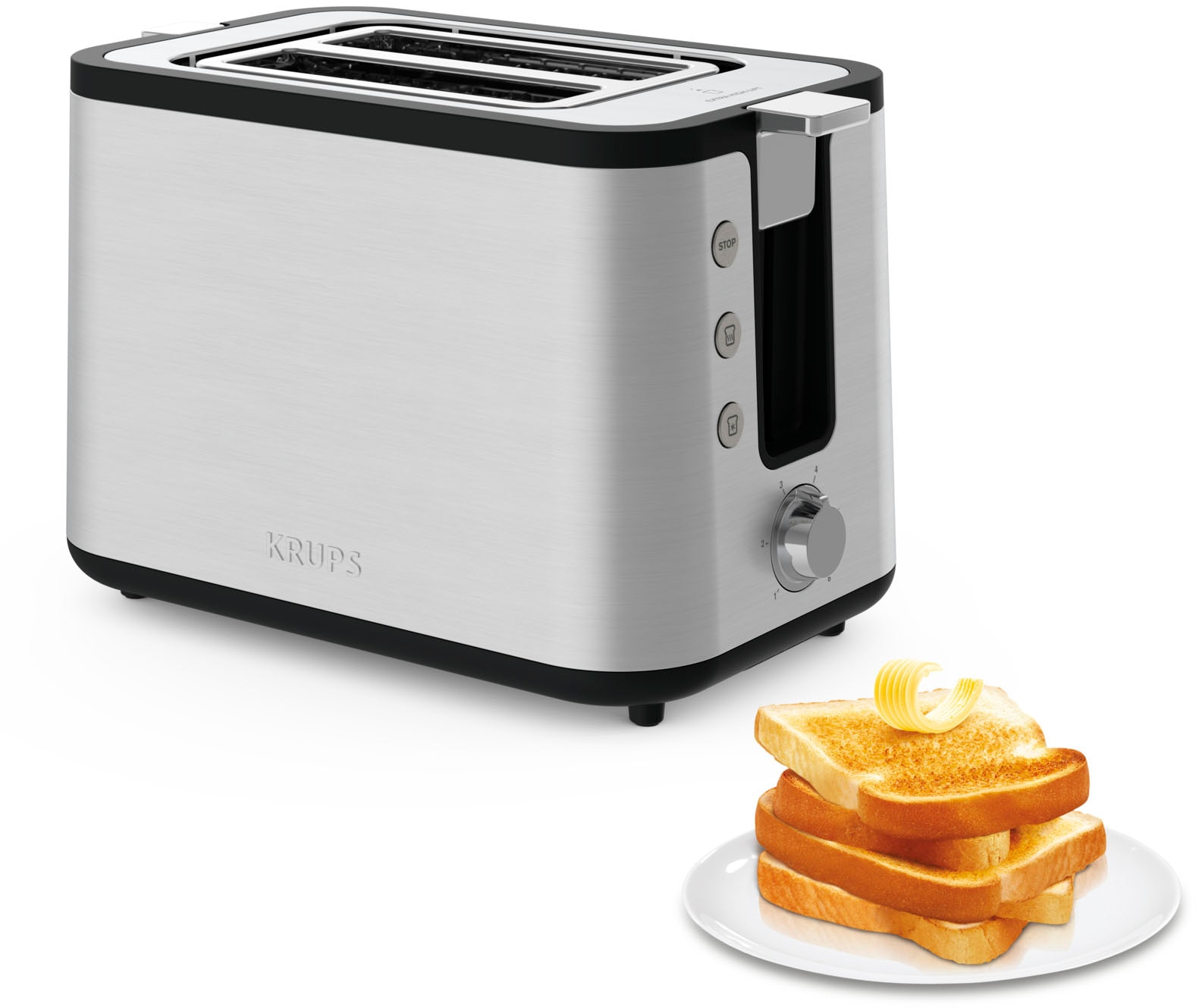 Krups Toaster »KH442D Control Line, 6 Bräunungsstufen, herausnehmbare Krümelschublade« 2 kurze Schlitze für 2 Scheiben 850 W 6 Stufen, erweiterte Funktionen, Hebefunktion, Krümelschublade