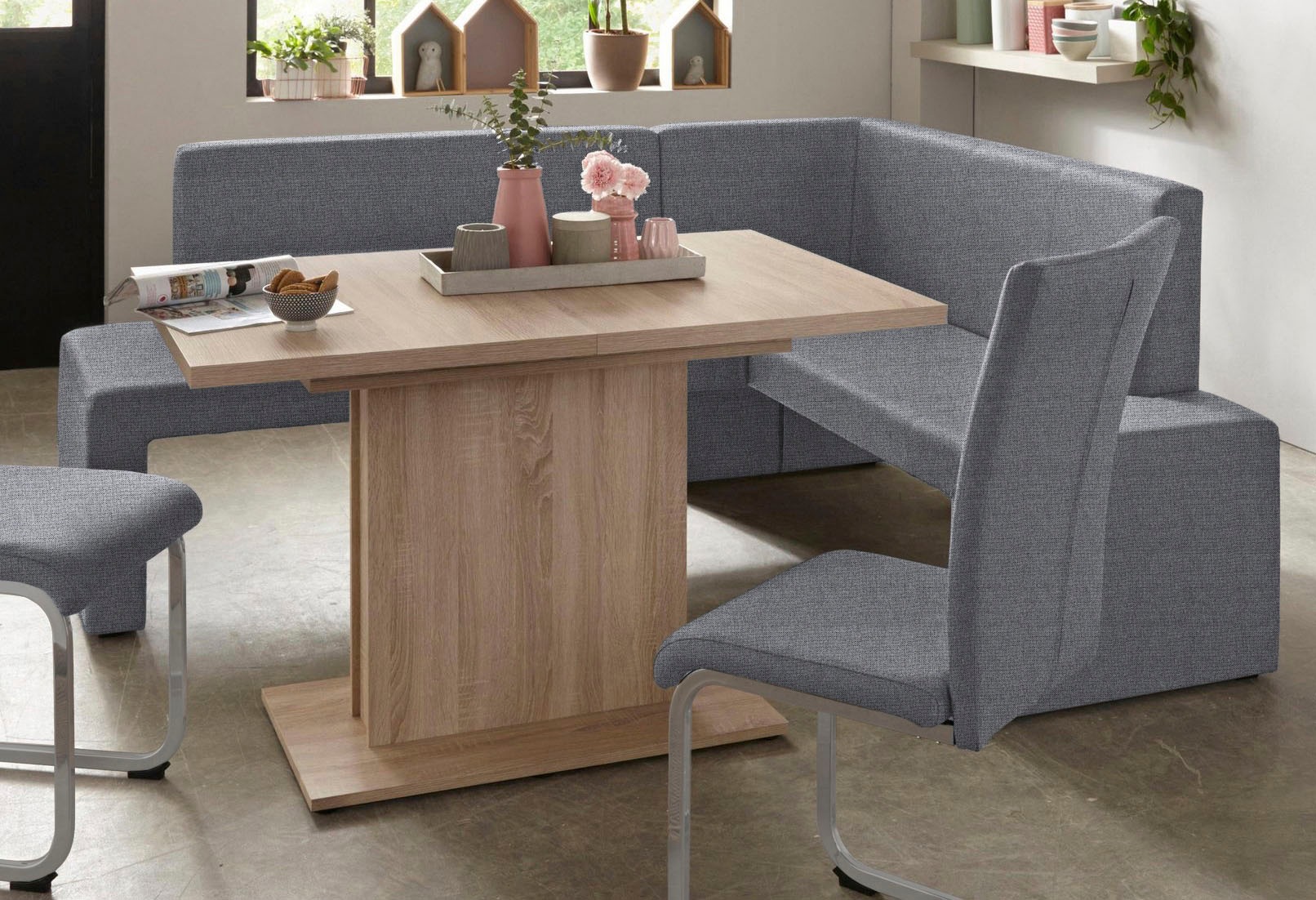 Home affaire Freischwinger »Alex«, (Set), 2 St., Struktur 2, Stuhl belastbar bis 120 Kg, Gestell im Chrom-Look