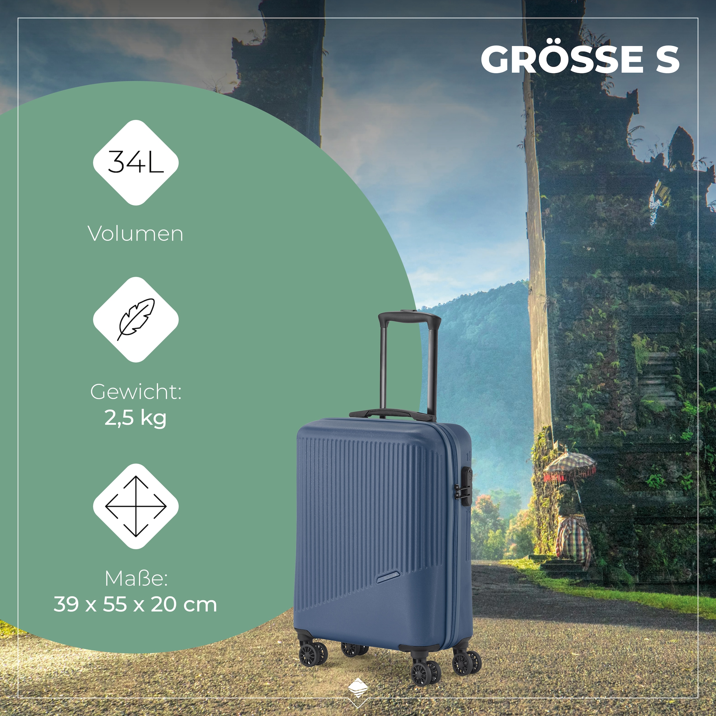 travelite Trolleyset »BALI 4w L/M/S«, (Set, 3 tlg., Hartschalen Trolley Set), Kofferset Reisegepäck Reisekoffer Hartschallenkoffer TSA Schloss