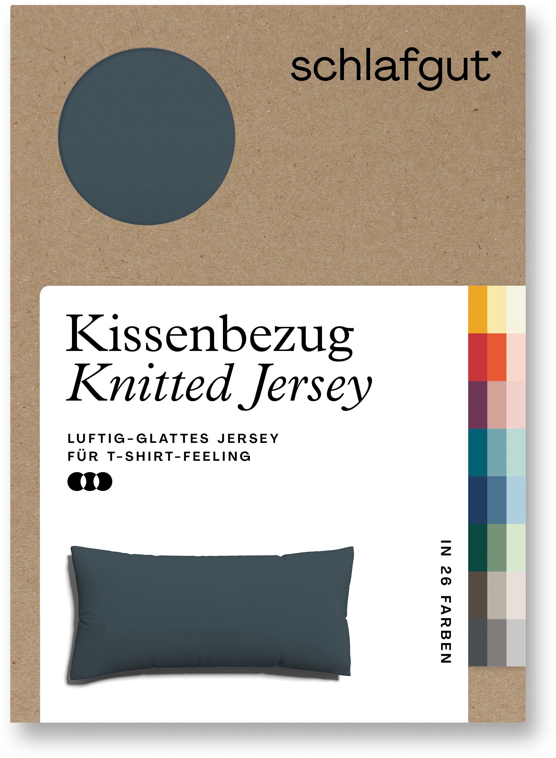 Schlafgut Kissenbezug »Knitted Jersey aus Bio-Baumwolle mit Elasthan, bügelfrei,«, (1 St.), besonders fein gestrickt, Kissenhülle mit farbigem Reißverschluss