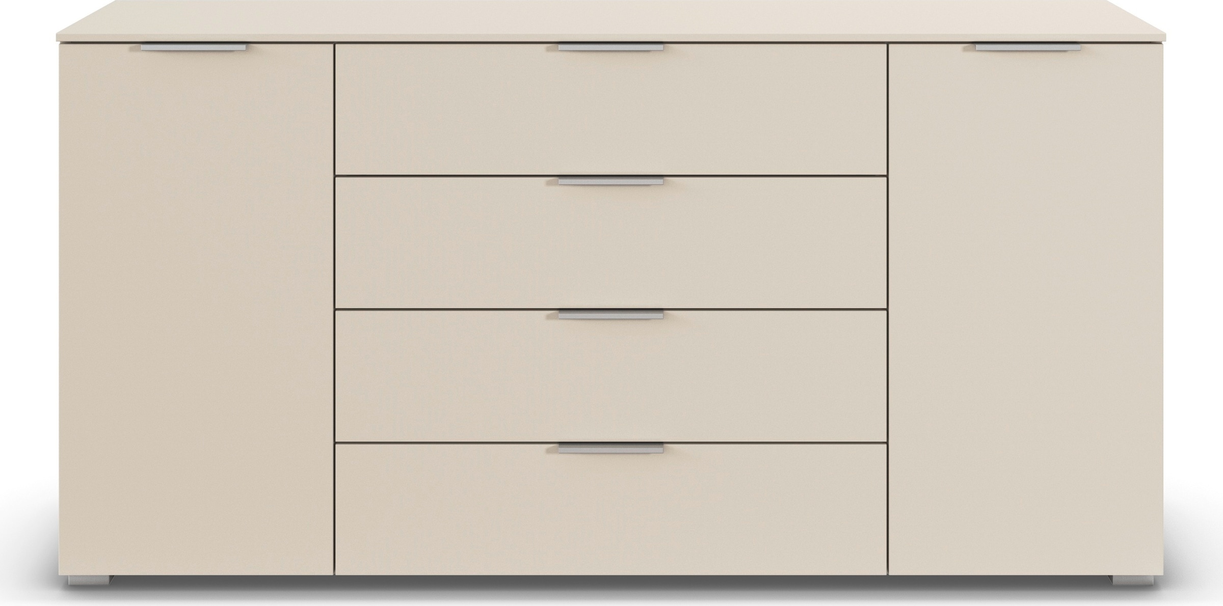 OTTO home Kombikommode »Kommode Sideboard Schubladenkommode Schlafzimmerkommode ASTANA« Breite 160 cm / Höhe 81 cm, mit 4 Einlegeböden,  2-türig, 4 geräumige Schubladen, Kantengriff Alufarben MADE IN GERMANY