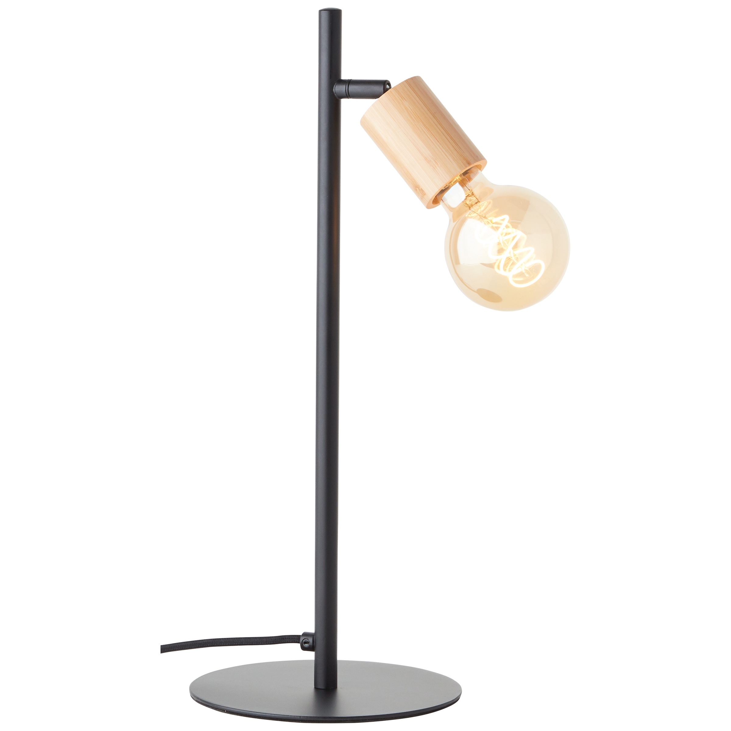 Brilliant Tischleuchte »Tiffany«, 1 flammig, Leuchtmittel E27 | ohne Leuchtmittel, Höhe 45 cm, E27, Metall/Bambus, schwarz matt/natur