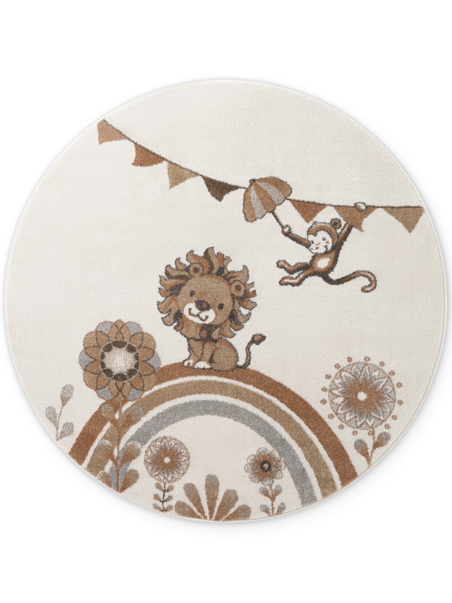 Villeroy & Boch Kinderteppich »Roar like a Lion« rund 9 mm Höhe Spielteppich weich, Kinderzimmer, Boho Kids Spielunterlage, Tieremotiv