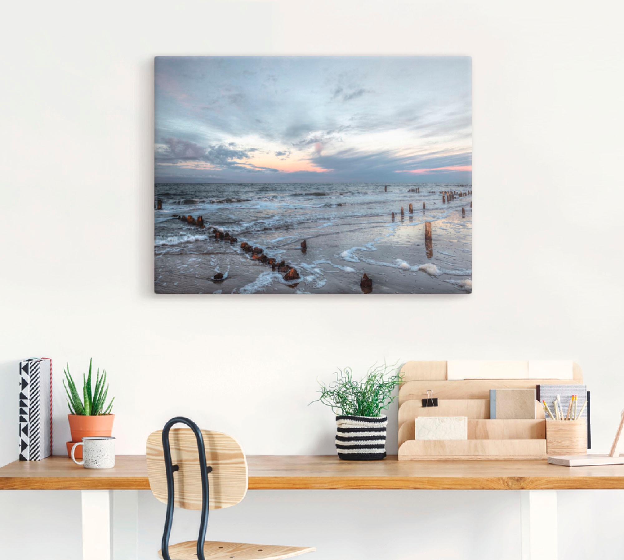 Artland Wandbild »Winter Sonnenuntergang am Meer«, Gewässer, (1 St.), als Leinwandbild, Poster, Wandaufkleber in verschied. Größen