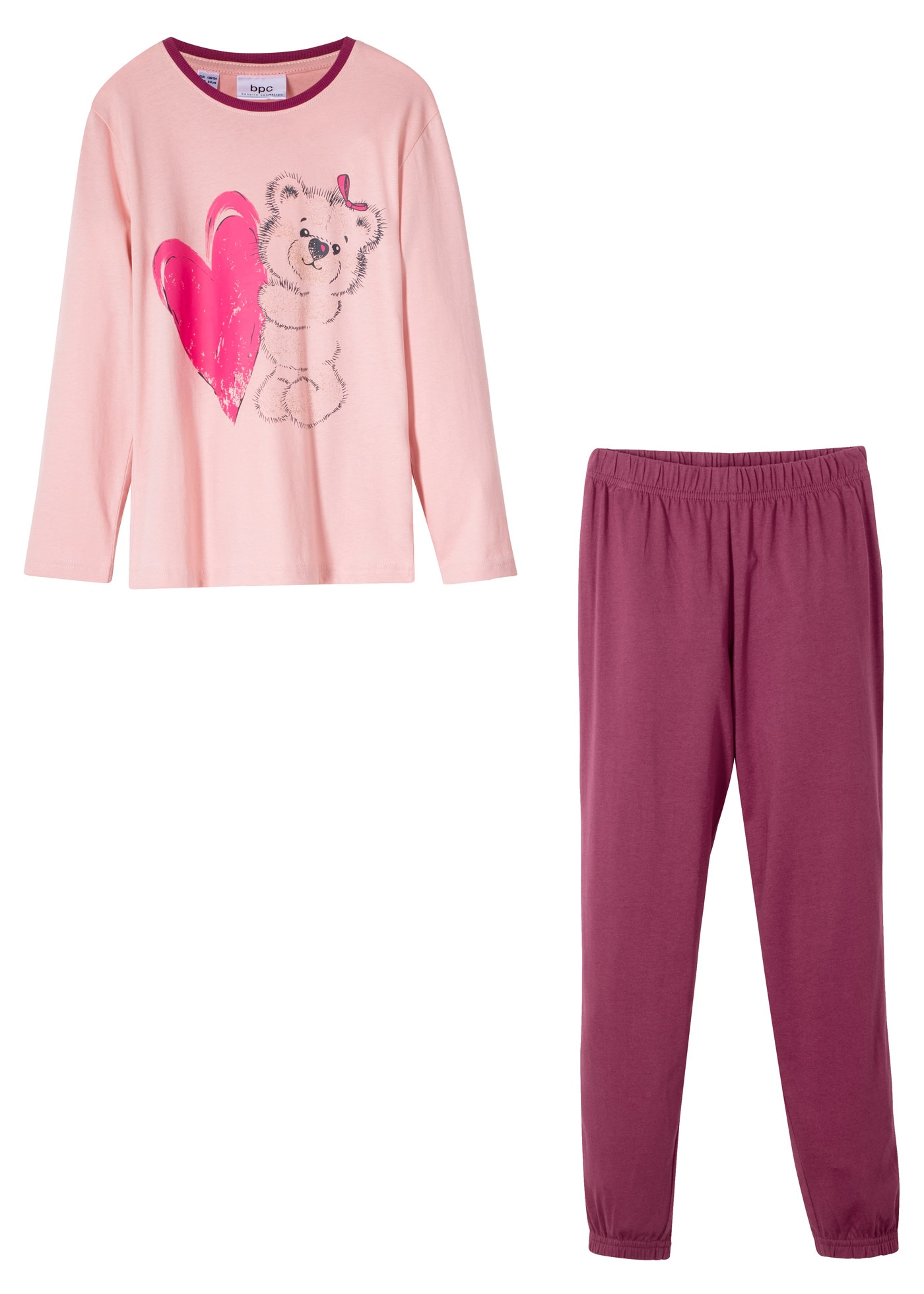 bonprix Pyjama »Pyjama aus reiner Baumwolle (2-tlg. Set)« Set, 2, 2 tlg. bequeme Passform, mit elastischem Bund und fixiertem Bindeband
