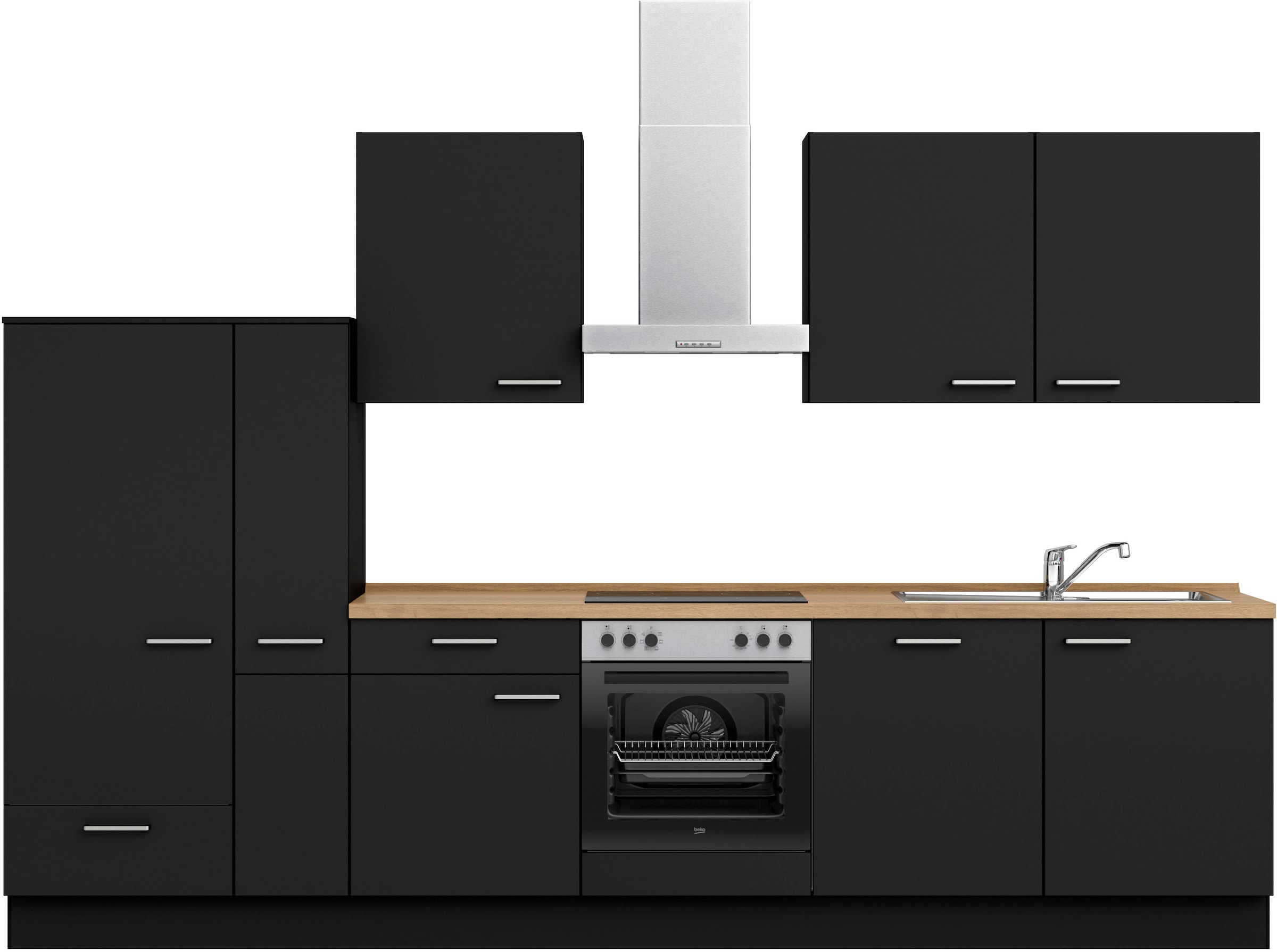 nobilia® Küchenzeile »"Touch I", NEU: individuell anpassbar mit gratis Profi-Beratung« vormontiert, Breite 330 cm, Ausrichtung wählbar, wahlw. mit E-Geräten
