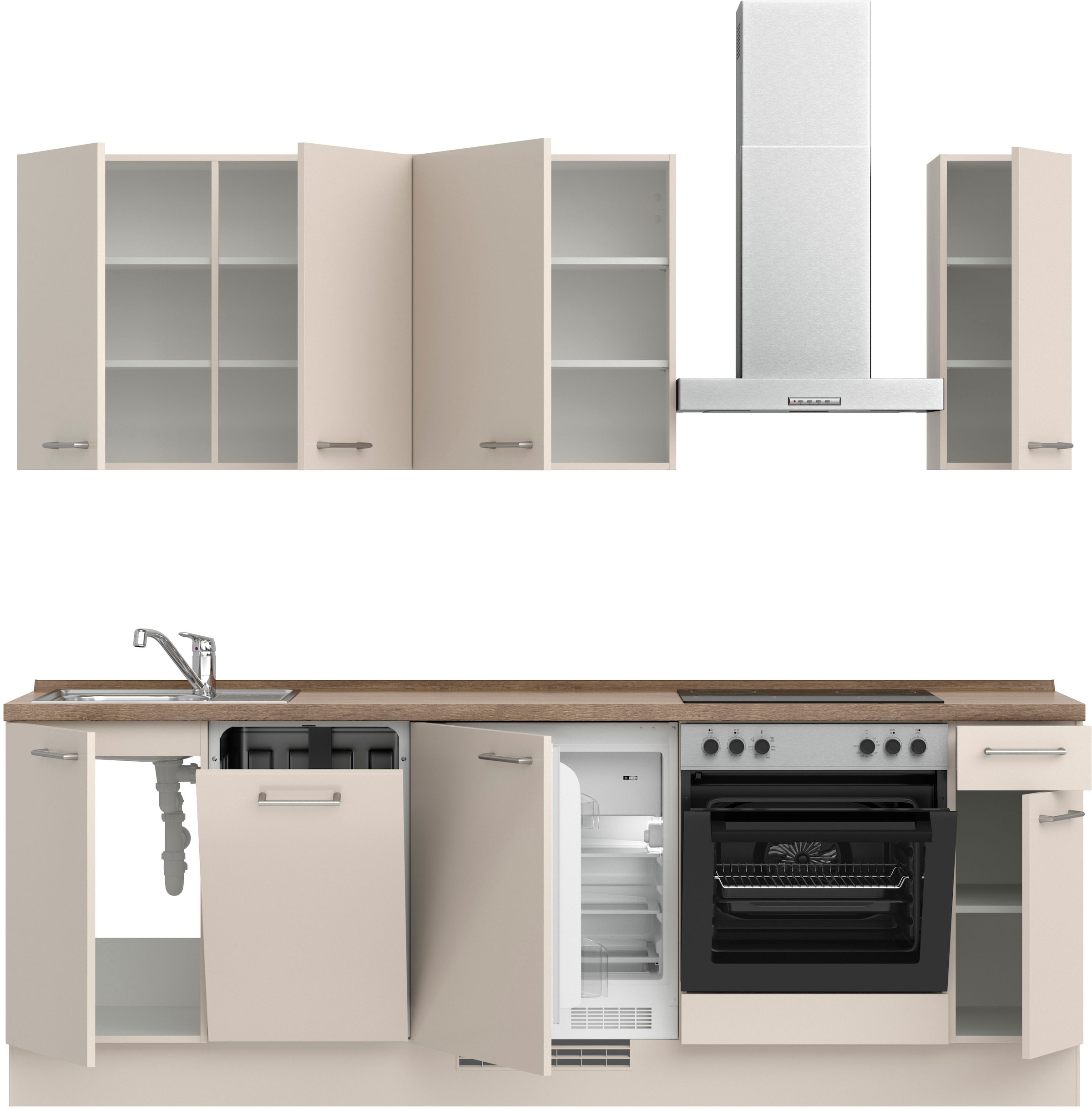 nobilia® Küchenzeile »"Laser I", Ausrichtung wählbar, Breite 240 cm«, vormontiert, wahlw. mit unterschiedlichen E-Geräten-Sets